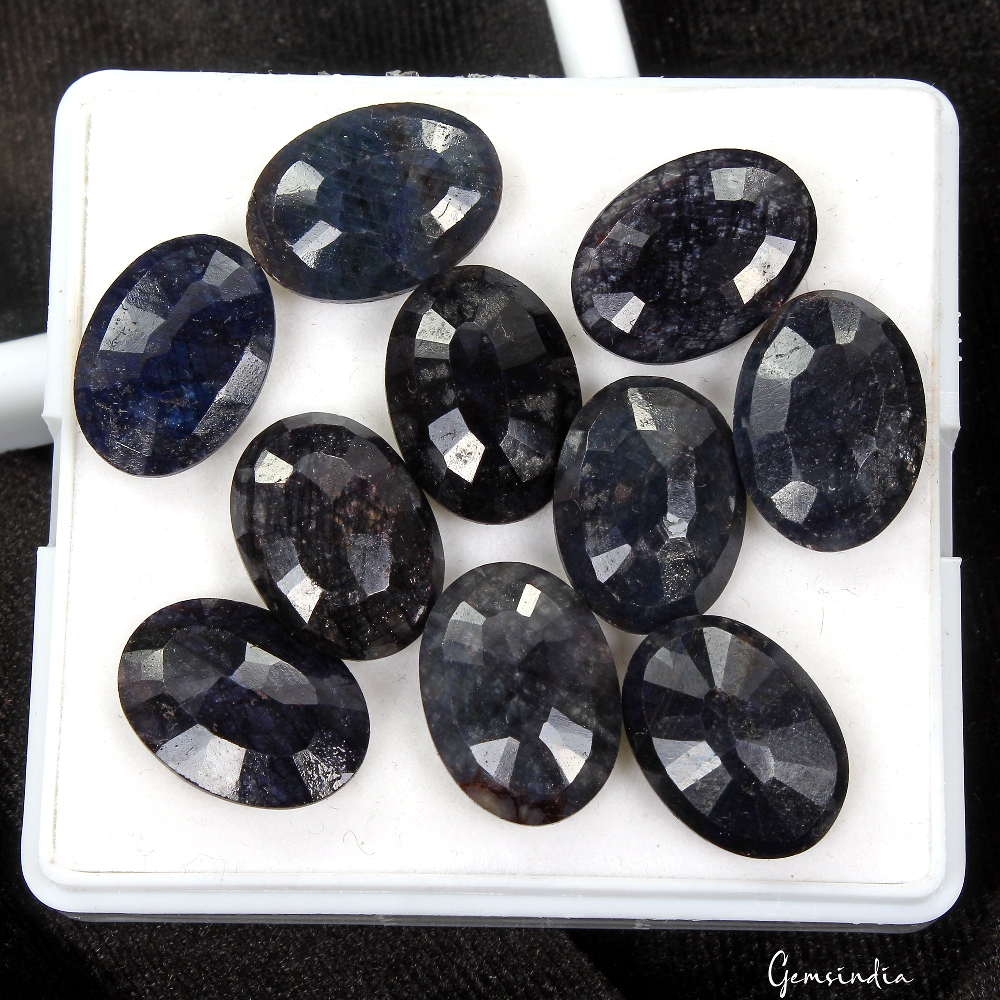 Natural SAPPHIRE Loose 10 Pcs Gemstone Checker Cut Lot 18x13mm Oval 127.30 Ct