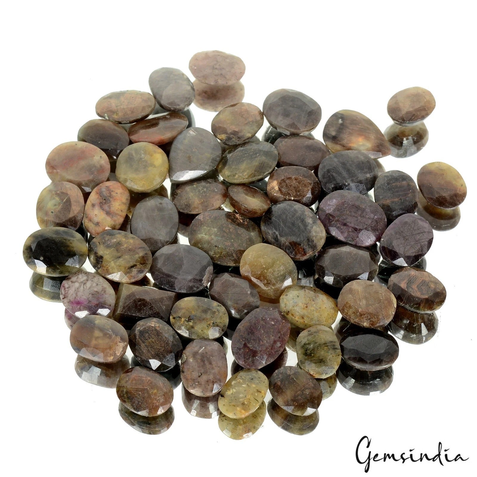 48 Pcs Natural Brown Sapphire Mix Cut Loose Untreated 13-18mm Gemstones~ 580 Ct