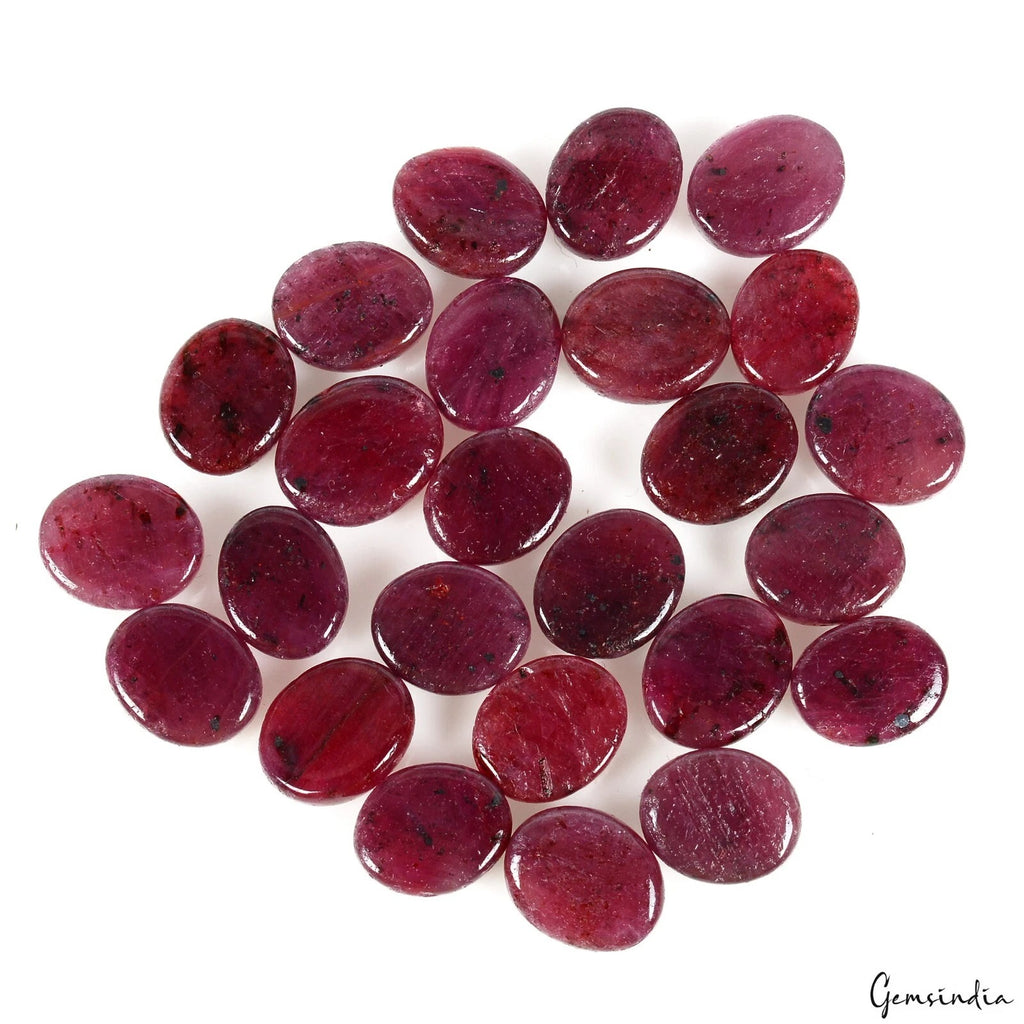 Ruby Lot, Cabochon, Color Enhanced, Dark Red — 25 Pieces, 10mm to 11mm, 170 Ct, Africa