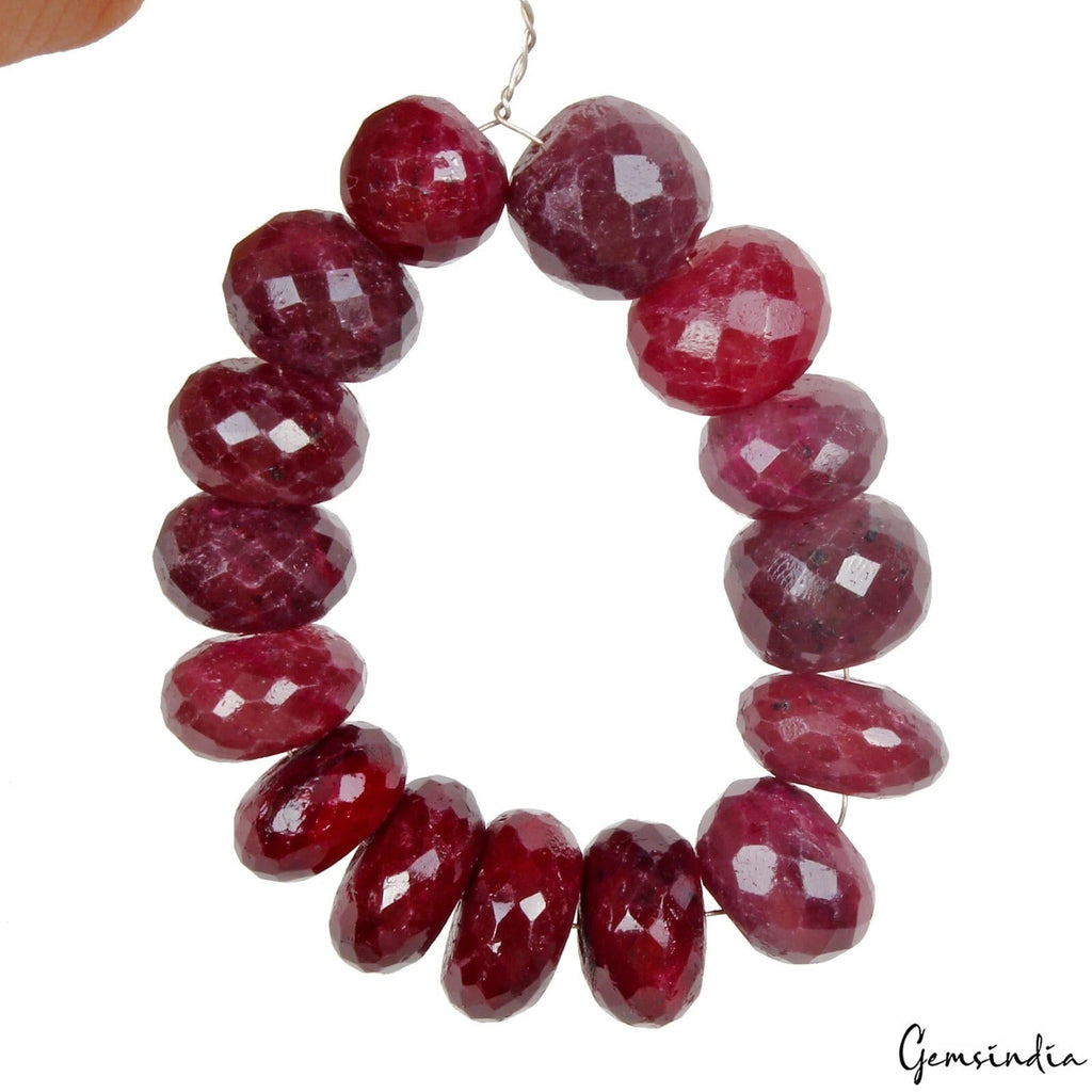 290.00 Ct Natural Red Ruby Bead Loose Gems 12-15mm Lot 15 Pcs For Making Jewelry