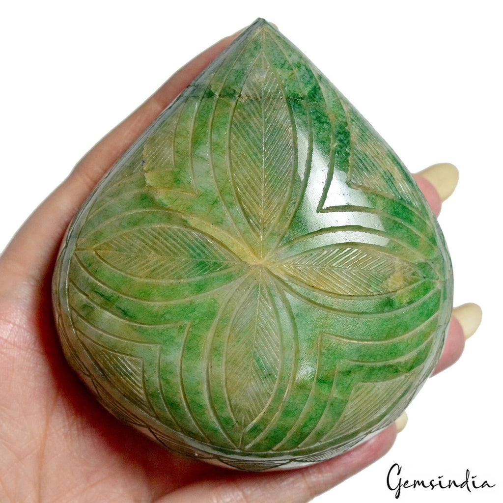Emerald Carving, Color Enhanced, Green — 94 x 84 x 37 mm, 2300 Ct, Brazil