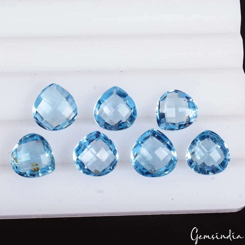 VVS 22.50 Cts Natural Swiss Blue Topaz AAA Pear Checker Cut 9mm Loose Gemstones