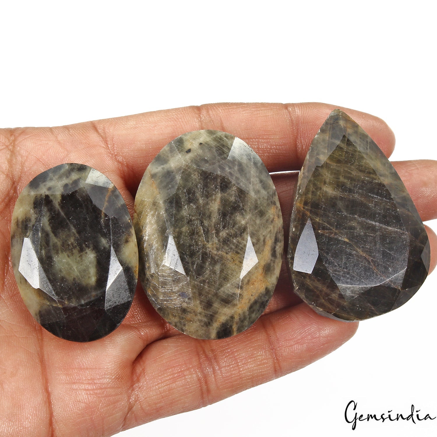 Certified 970 Ct/3 Pcs Natural Untreated Brown Black Sapphire Mix Cut Loose Gems
