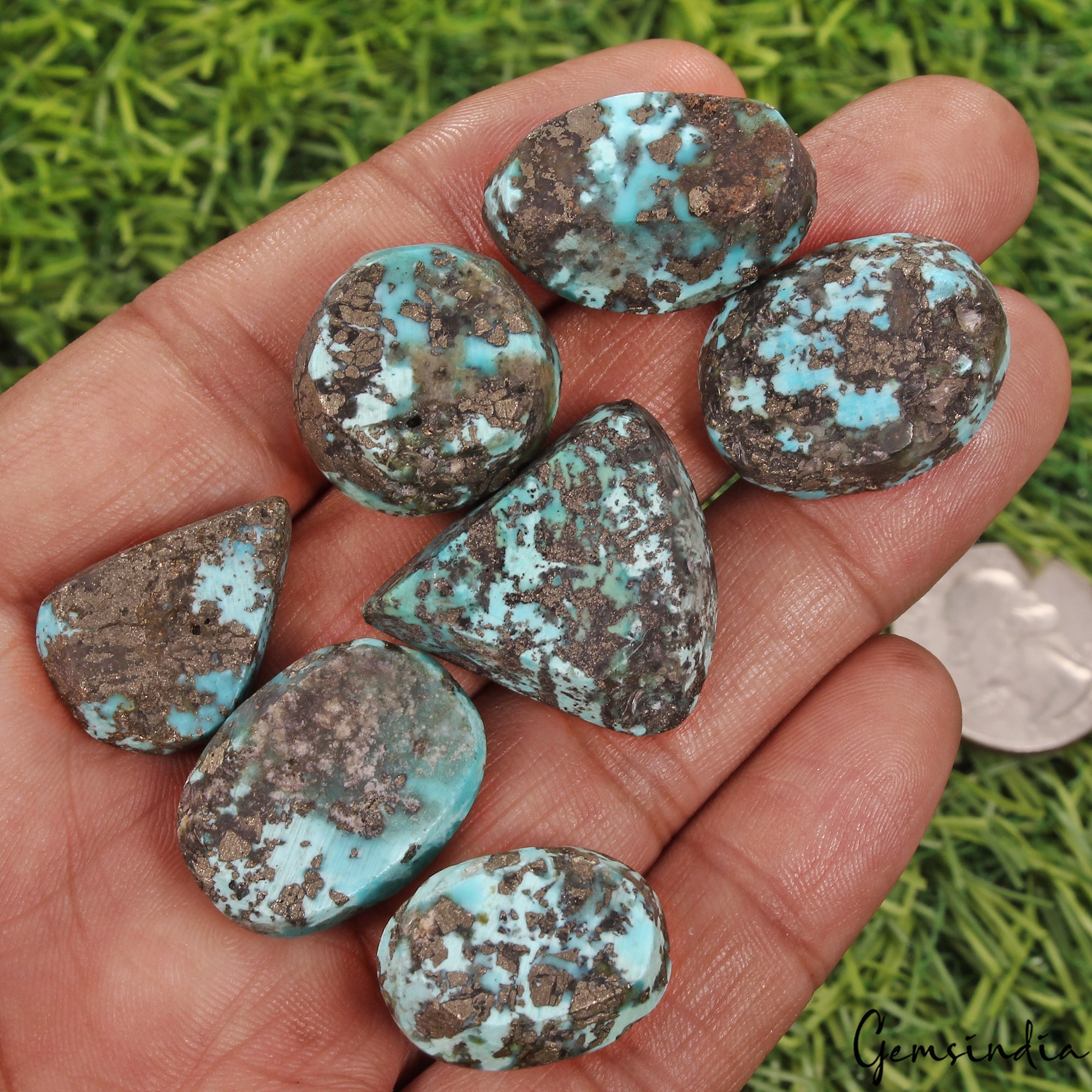 7 Persian Turquoise Neyshabur Cabochon Lot, Not Stabilized, %100 Natural 20-26mm