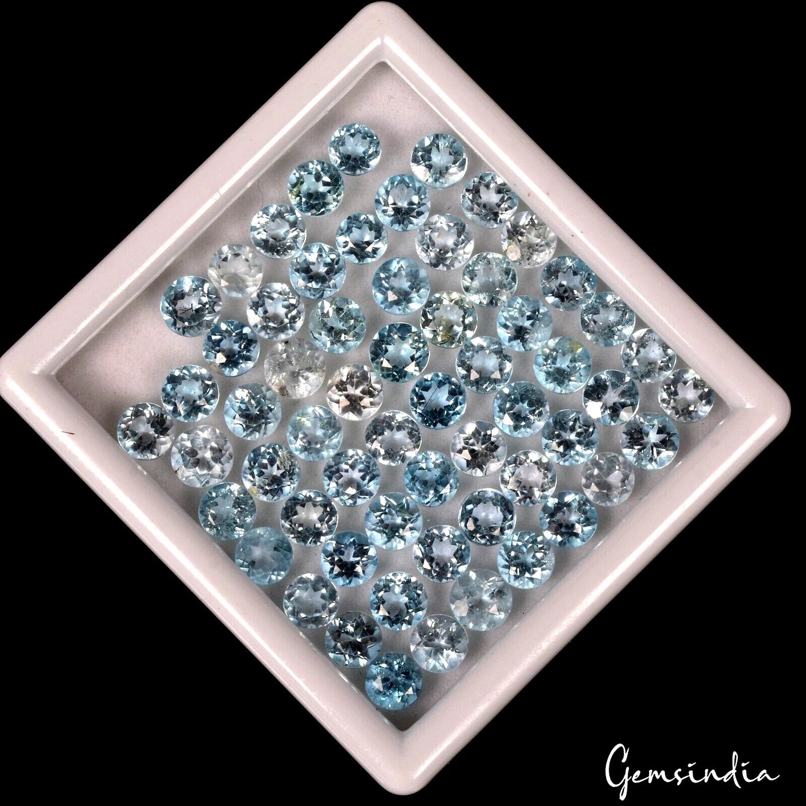 VVS 60 Pcs Natural Sky Blue Topaz 6mm Round Cut Top Quality Loose Gemstones Lot