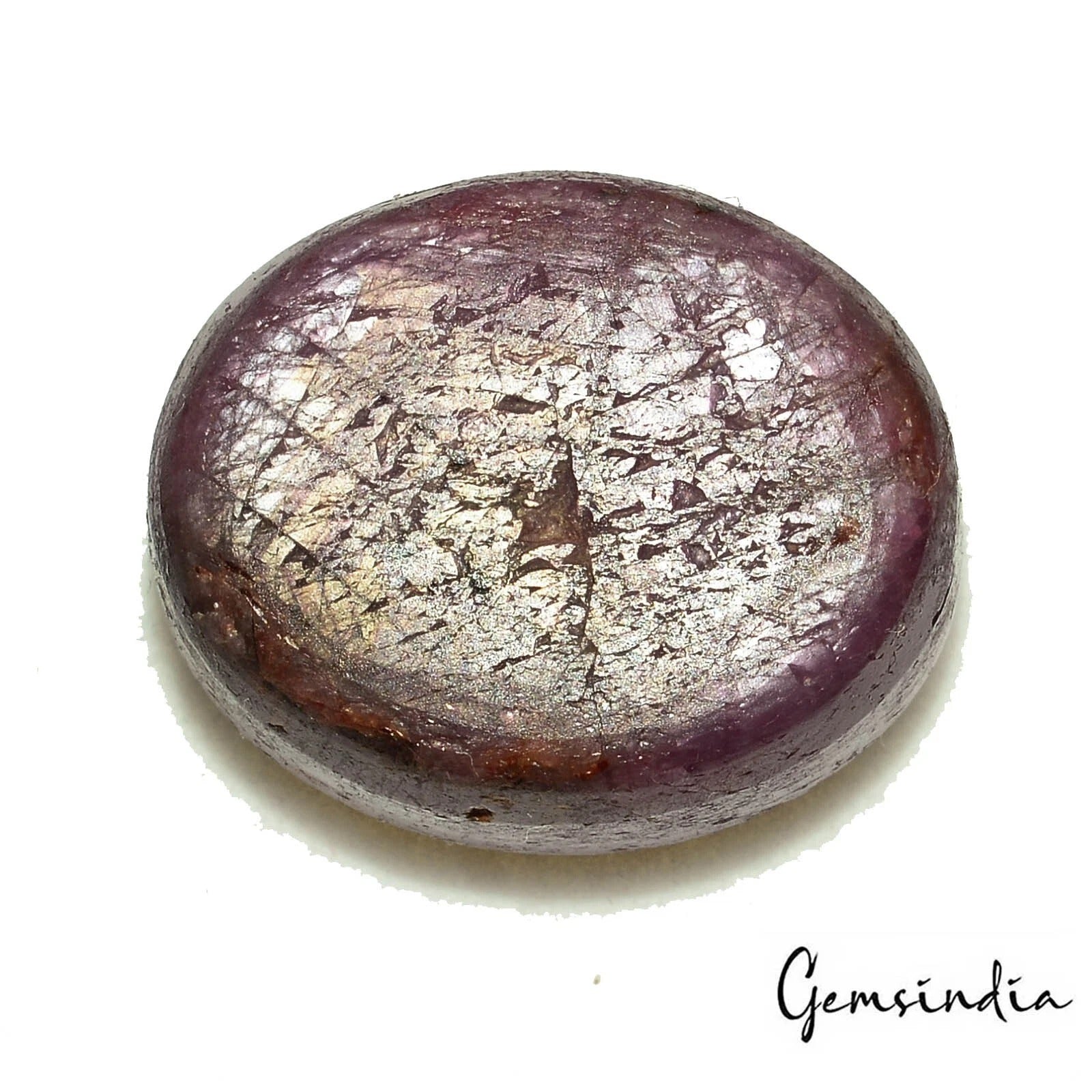 Certified 51.60 Cts Natural Purple Hue Star Ruby Oval Cab Loose Gems For Pendant