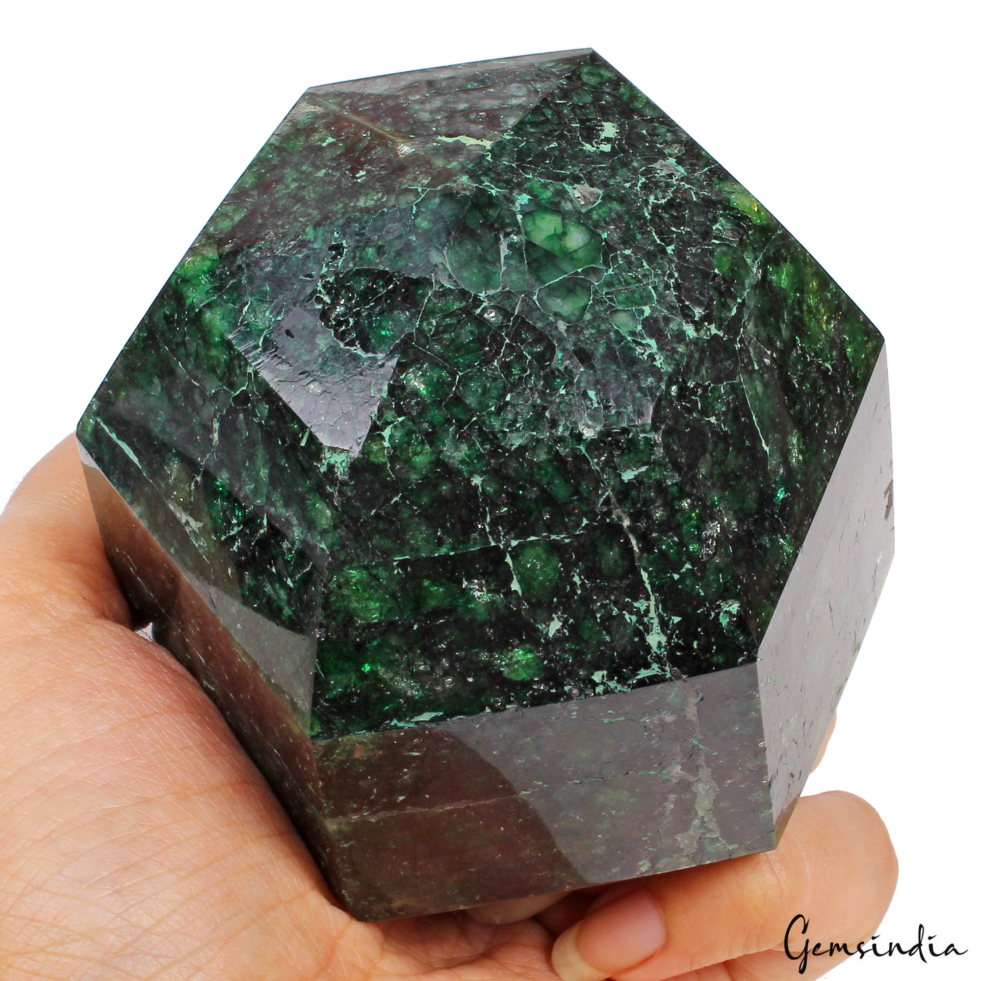 750 Gram Natural Green Emerald Earth Mined Hexagon Cut Huge Brazil Gemstone NM