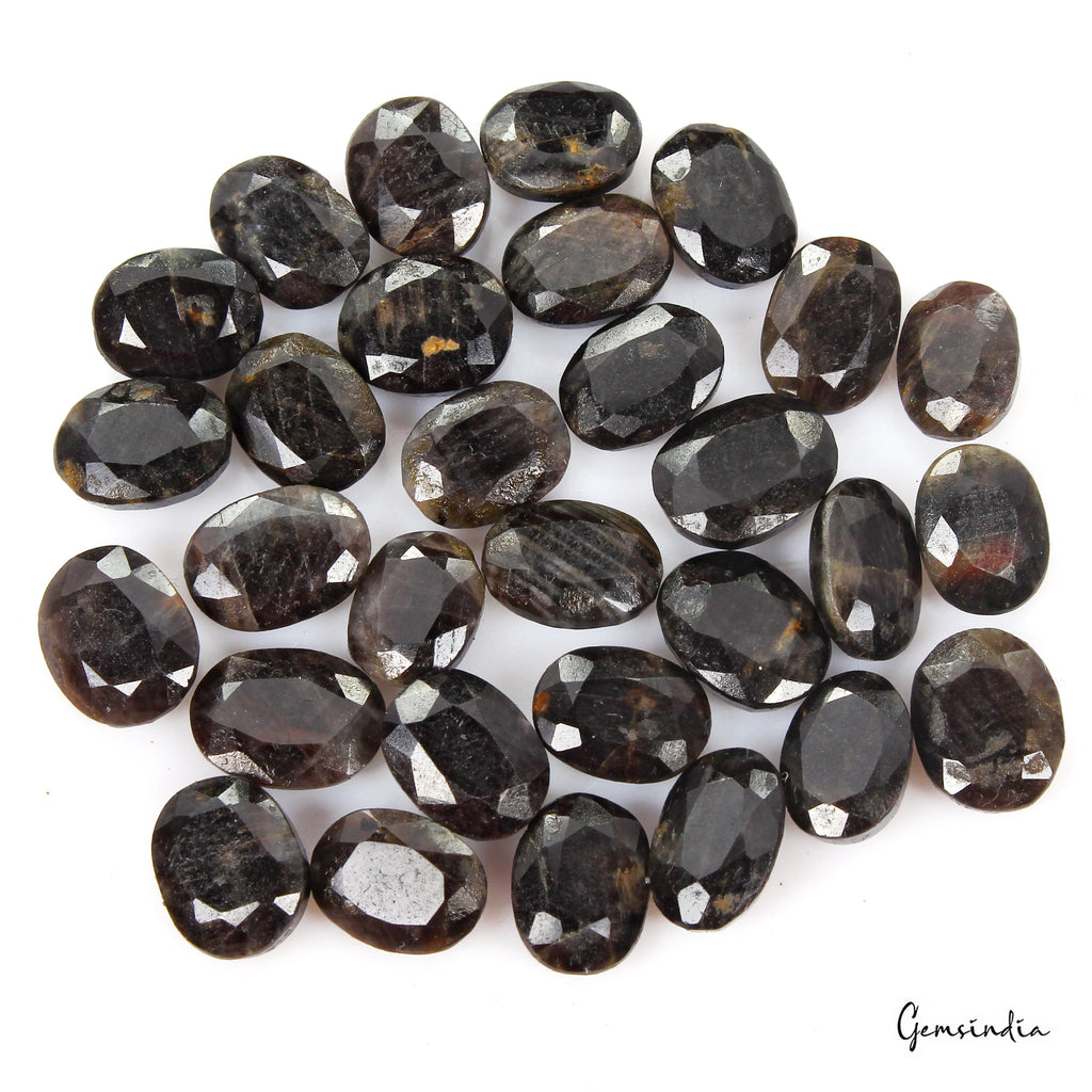 30 Pcs Natural Untreated Black Sapphire 11mm-13mm Loose Oval Ring Size Gemstones