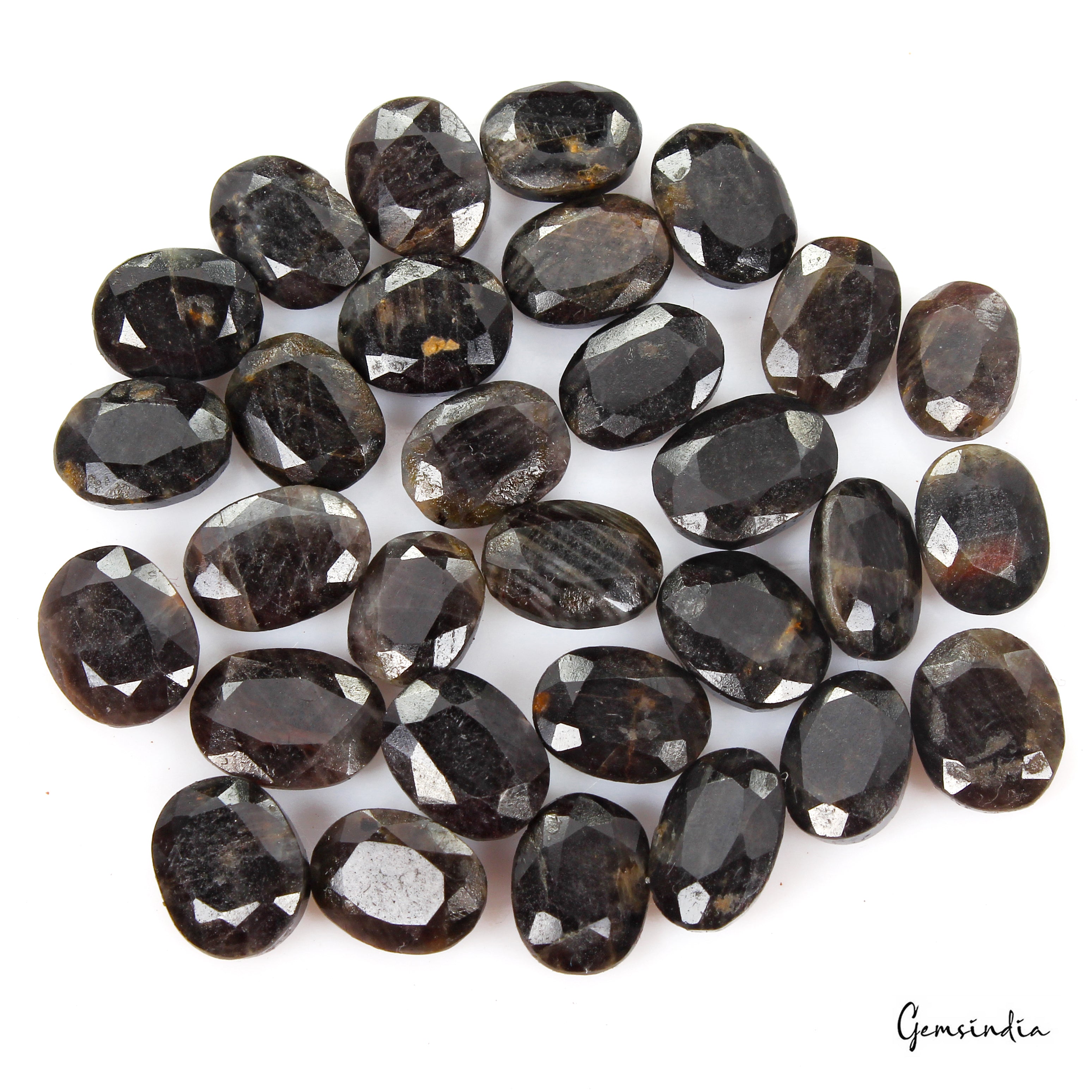 30 Pcs Natural Untreated Black Sapphire 11mm-13mm Loose Oval Ring Size Gemstones