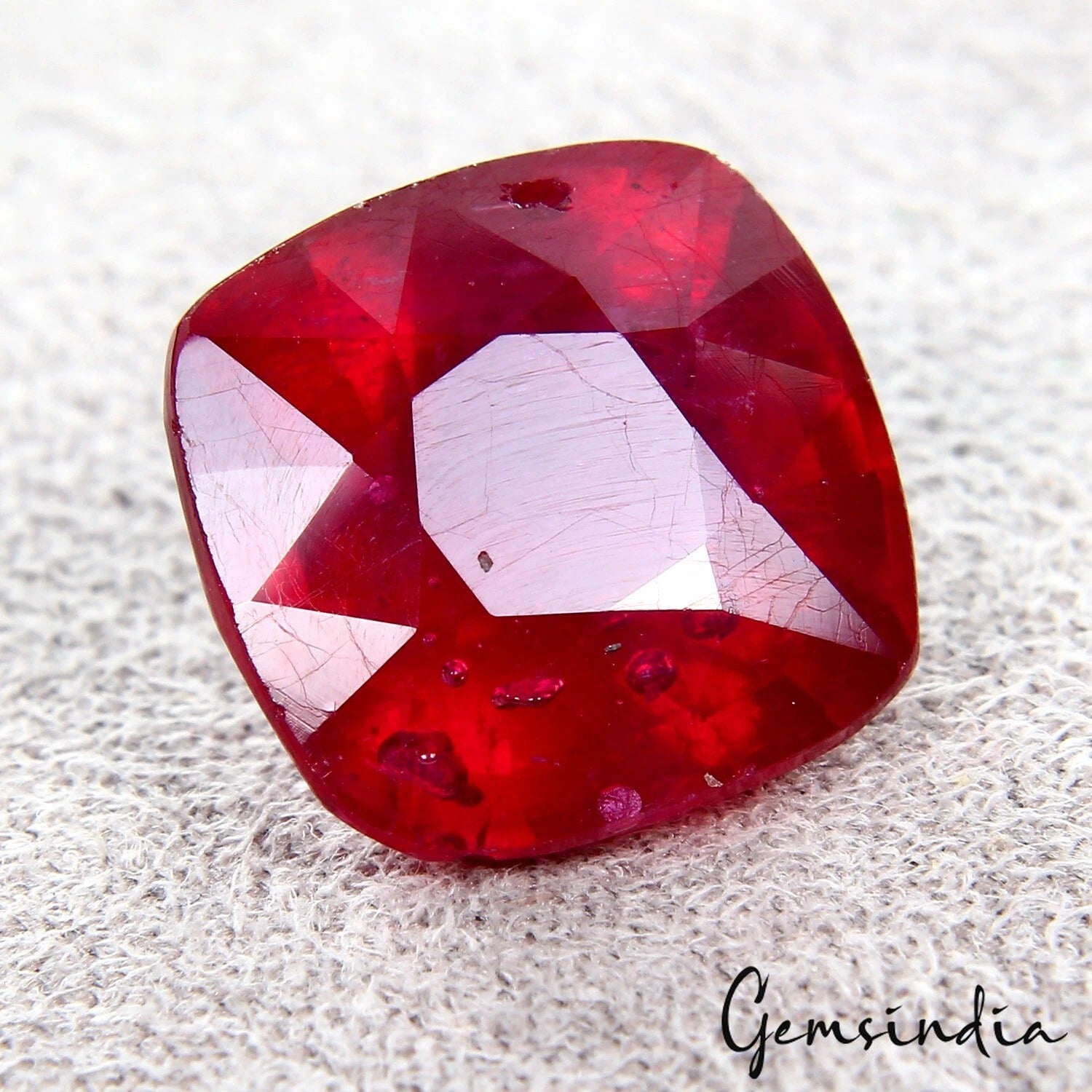 Ruby Loose Gemstone, Heated, Red — 11x11x7 mm, 10.80 Ct, Mozambique