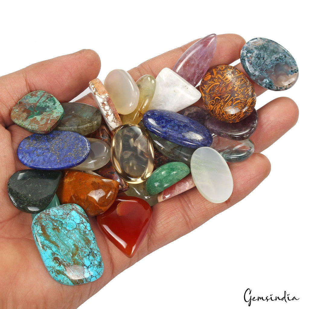 850 Ct Natural Multicolor Assorted Gems Mix Cabochon Loose Gemstone Lot 30 Pcs