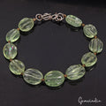 87.60 Ct Natural Untreated Fluorite Oval Cut Carving Beaded Handmade Bracelet