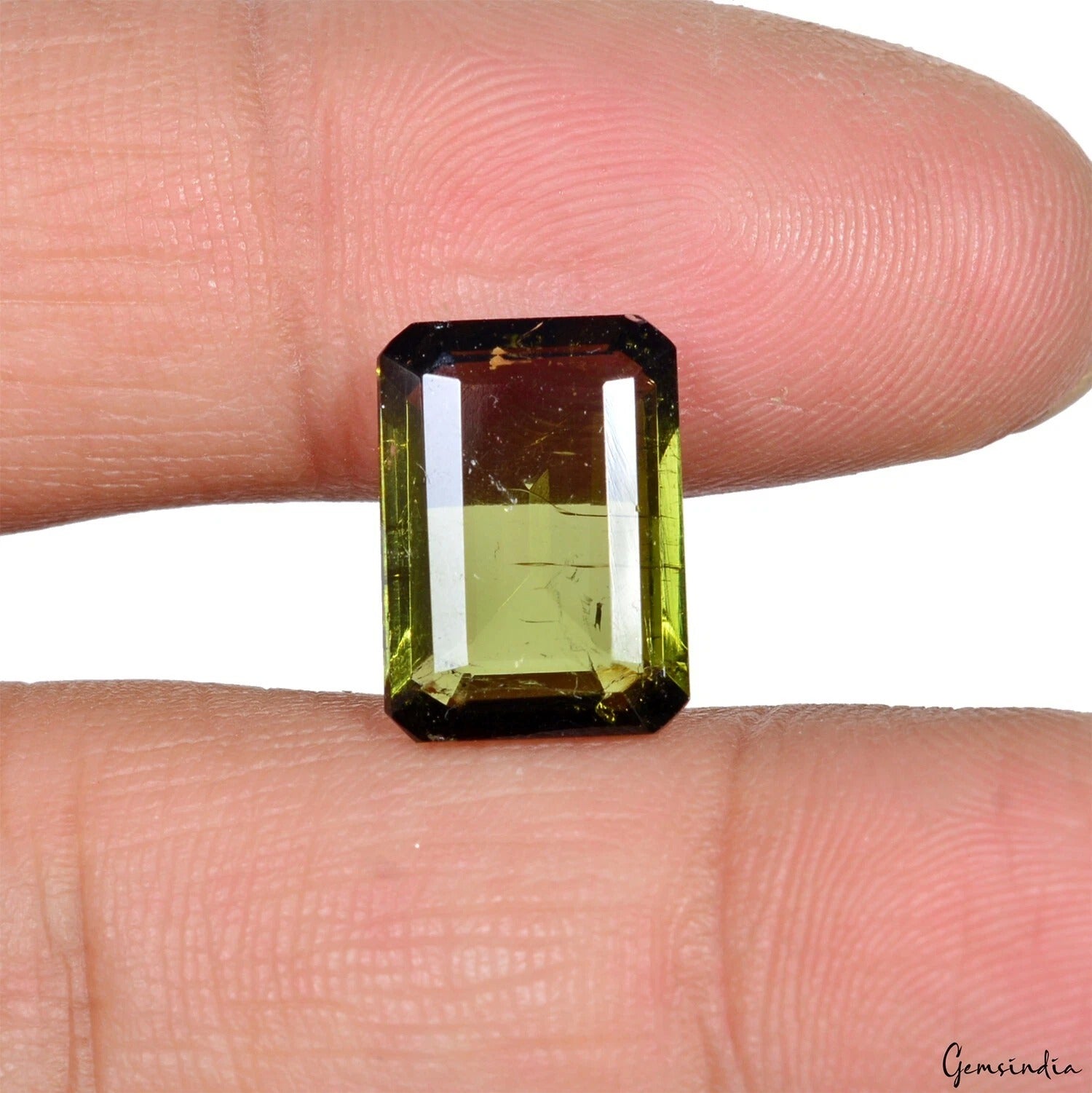 Certified 5.80 Ct Natural Untreated Olive Green Tourmaline Octagon Cut Loose Gem
