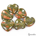 500 Cts/6 Pcs Natural Untreated Bi-Color Unakite Jasper Heart Cab Loose Gems Lot