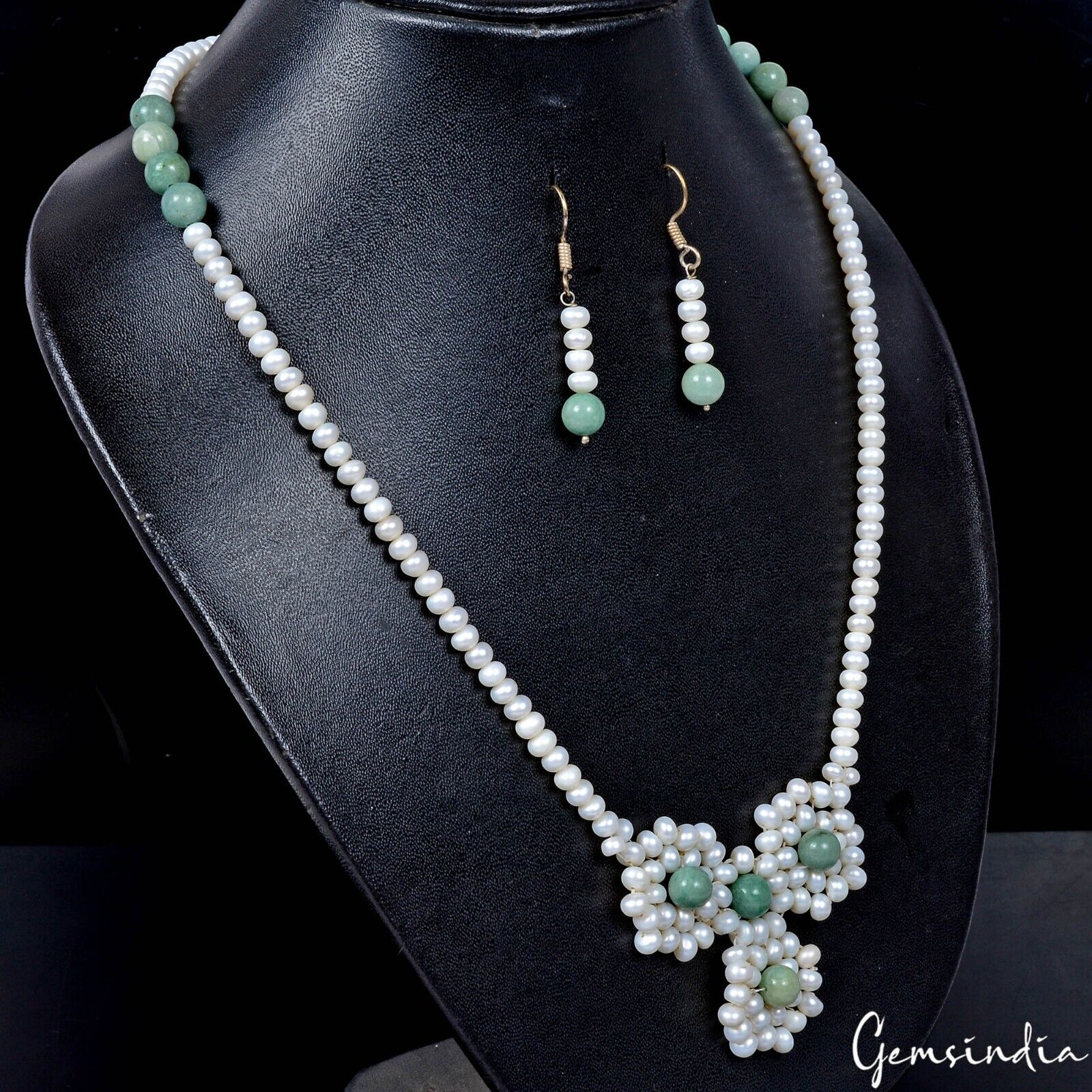 Pearl Necklace, Untreated, Green — 22 Inch, Brazil
