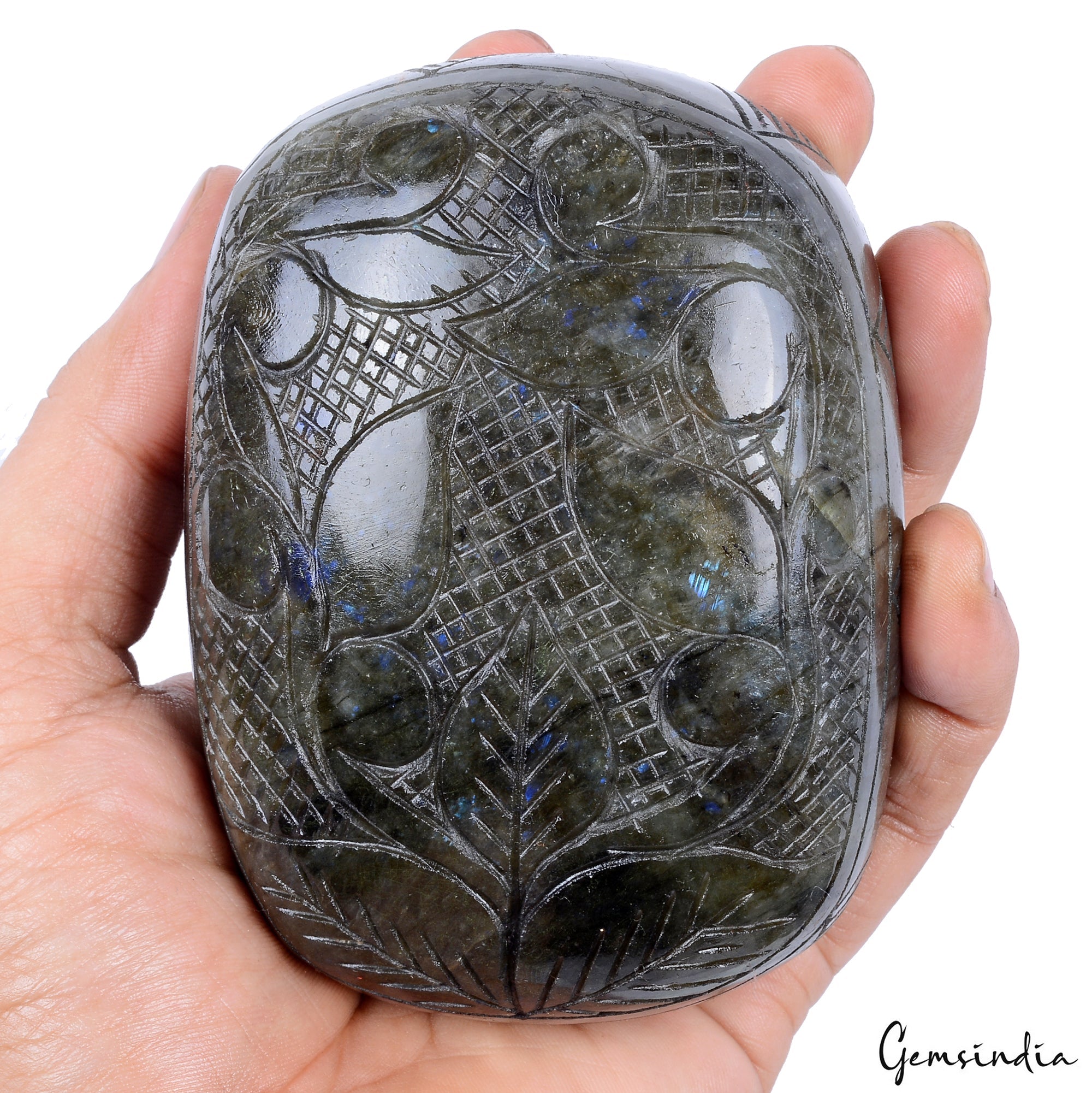 3100 Ct Canadian Natural Labradorite Carving Certified Untreated Oval Gemstone