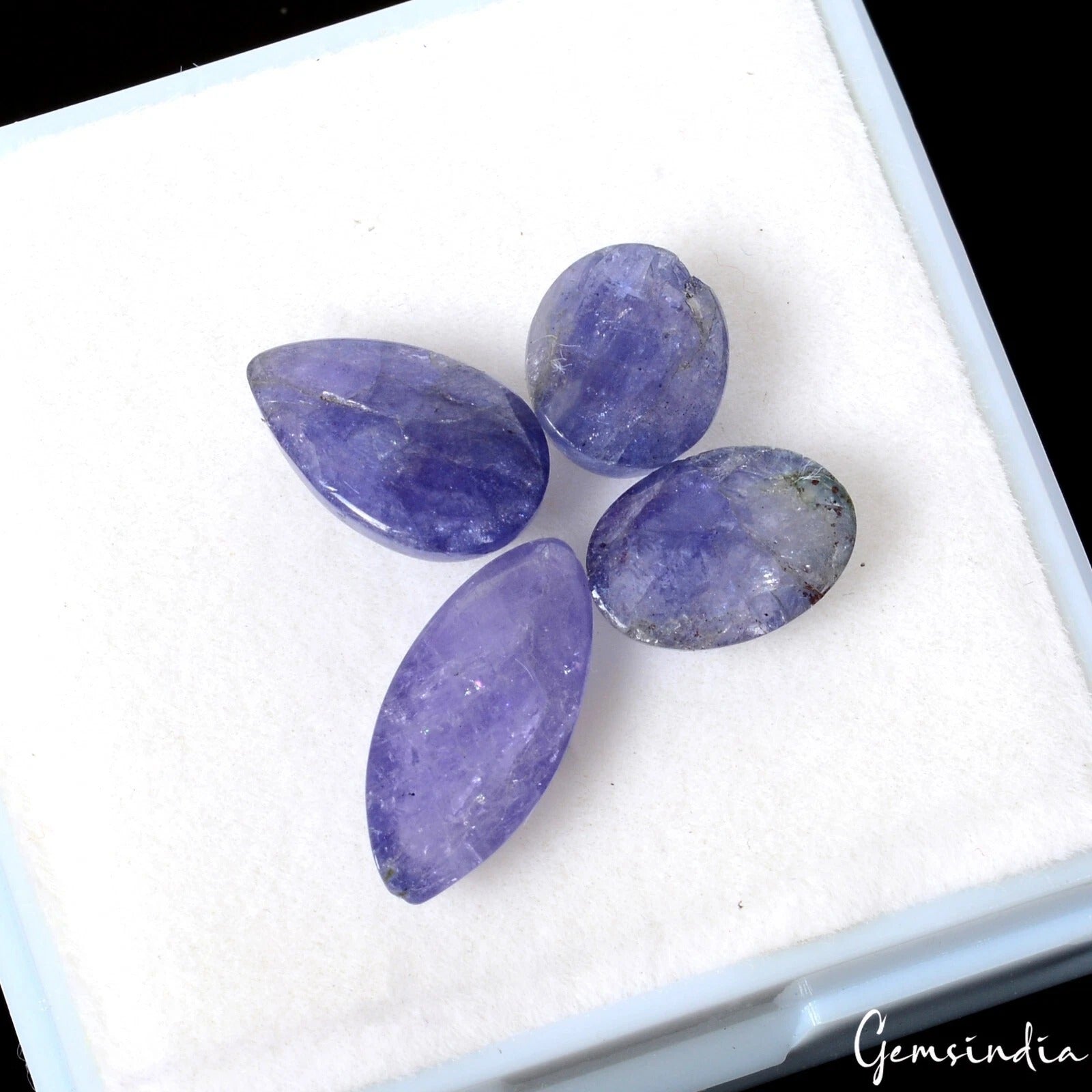 11 Cts/4 Pcs Natural Untreated Blue Tanzania Tanzanite Mix Cab Gems For Jewelry