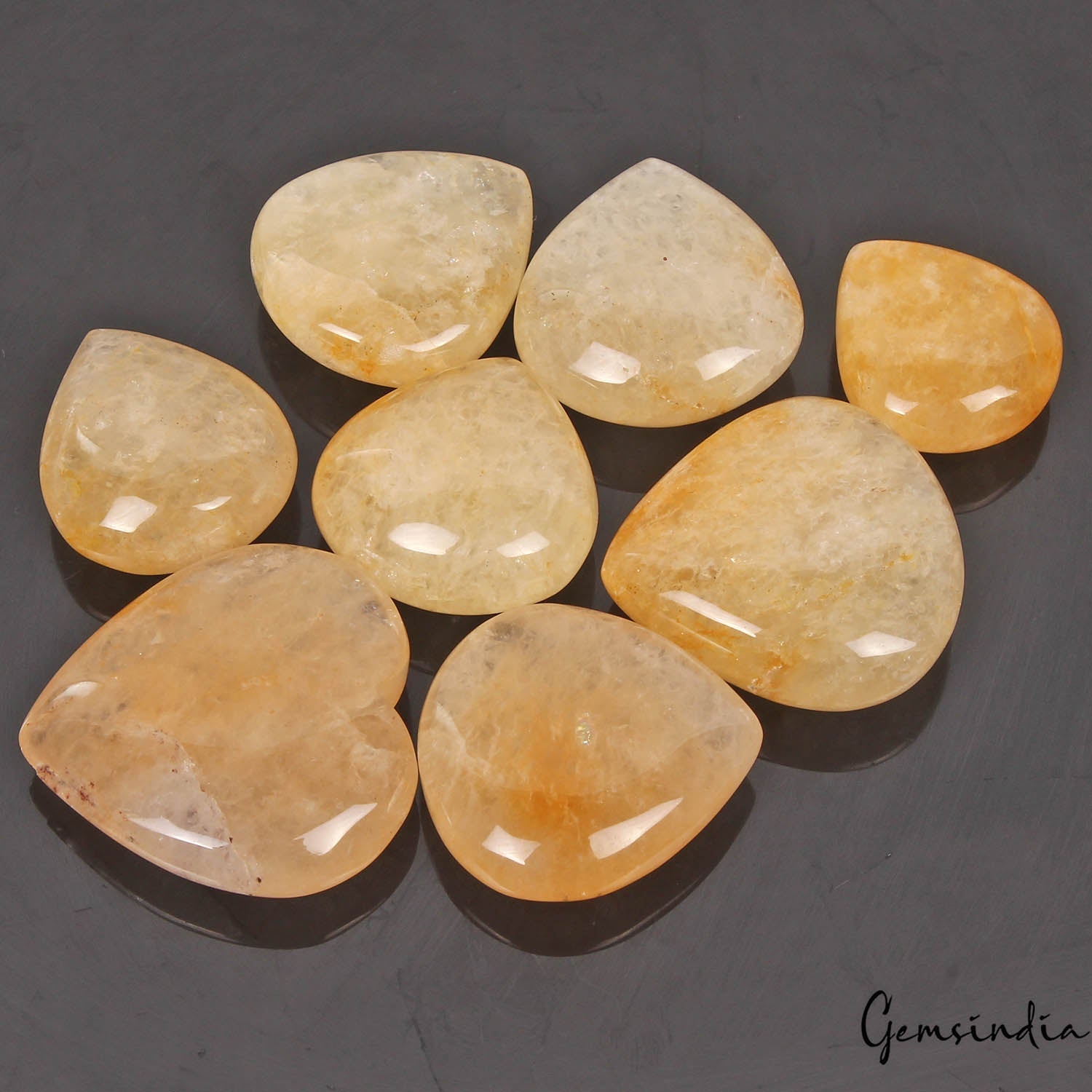 530 Ct/8 Pcs Natural Untreated Yellow Aventurine Heart Cab Loose Gem For Jewelry