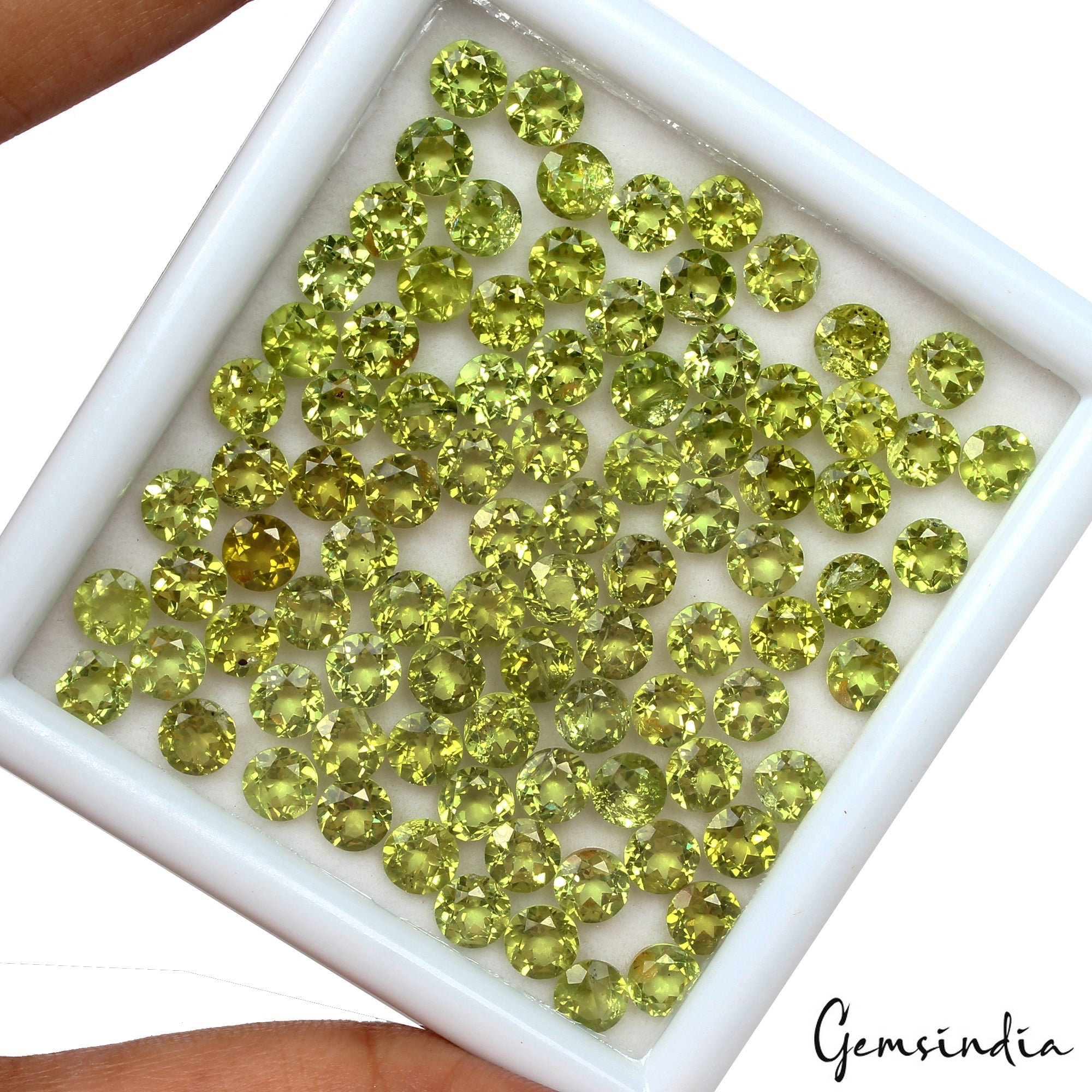 VVS 90 Pcs Natural Peridot Untreated 4mm Round Diamond Cut Loose Gemstones Lot