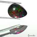 Natural Flashy Black Opal Cabochon Pear Fire Gemstone for Pendant Jewelry 3.2 Ct