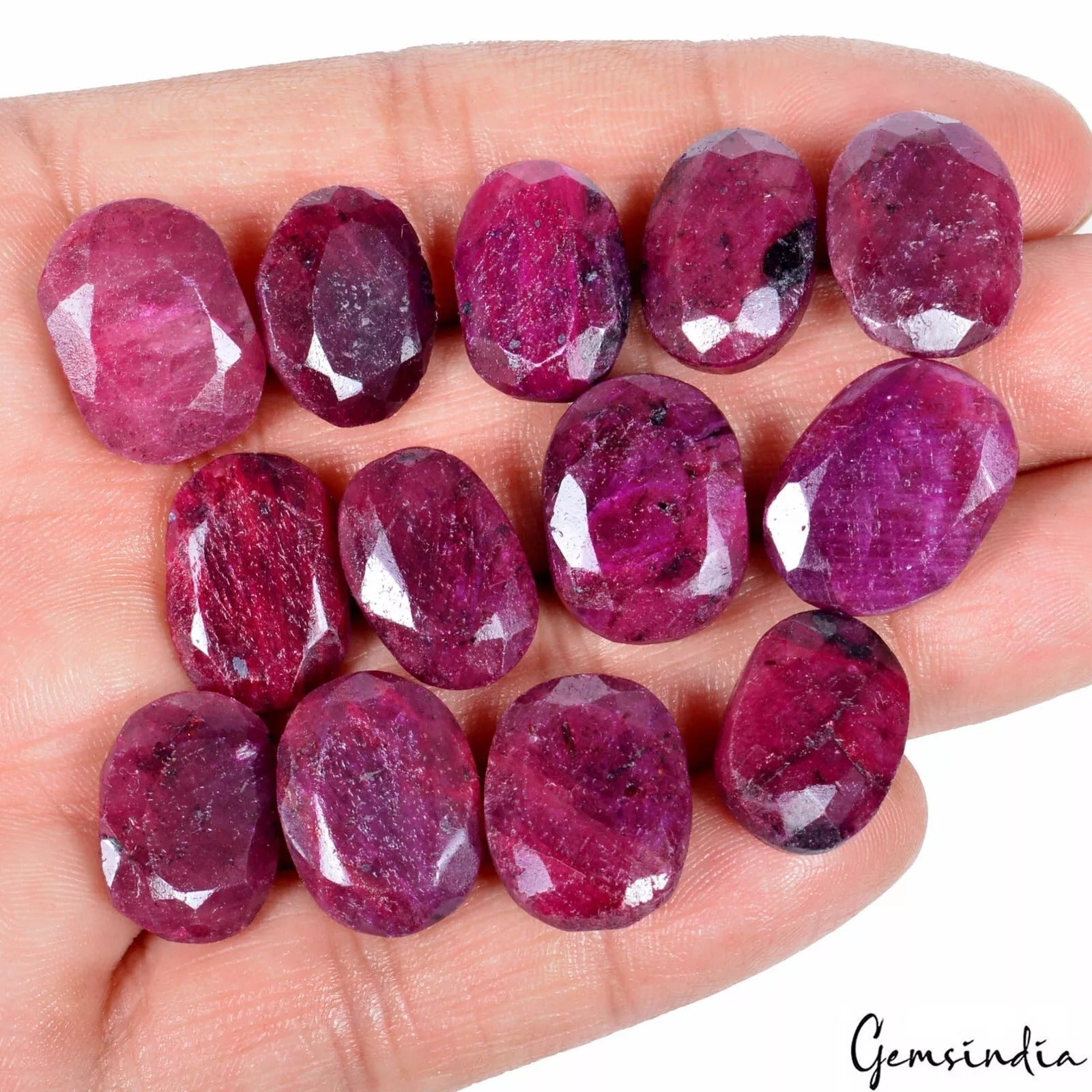 275 Cts/13 Pcs Natural Red Ruby Oval Cut Loose Faceted 16-17mm Jewelry Gems Lot