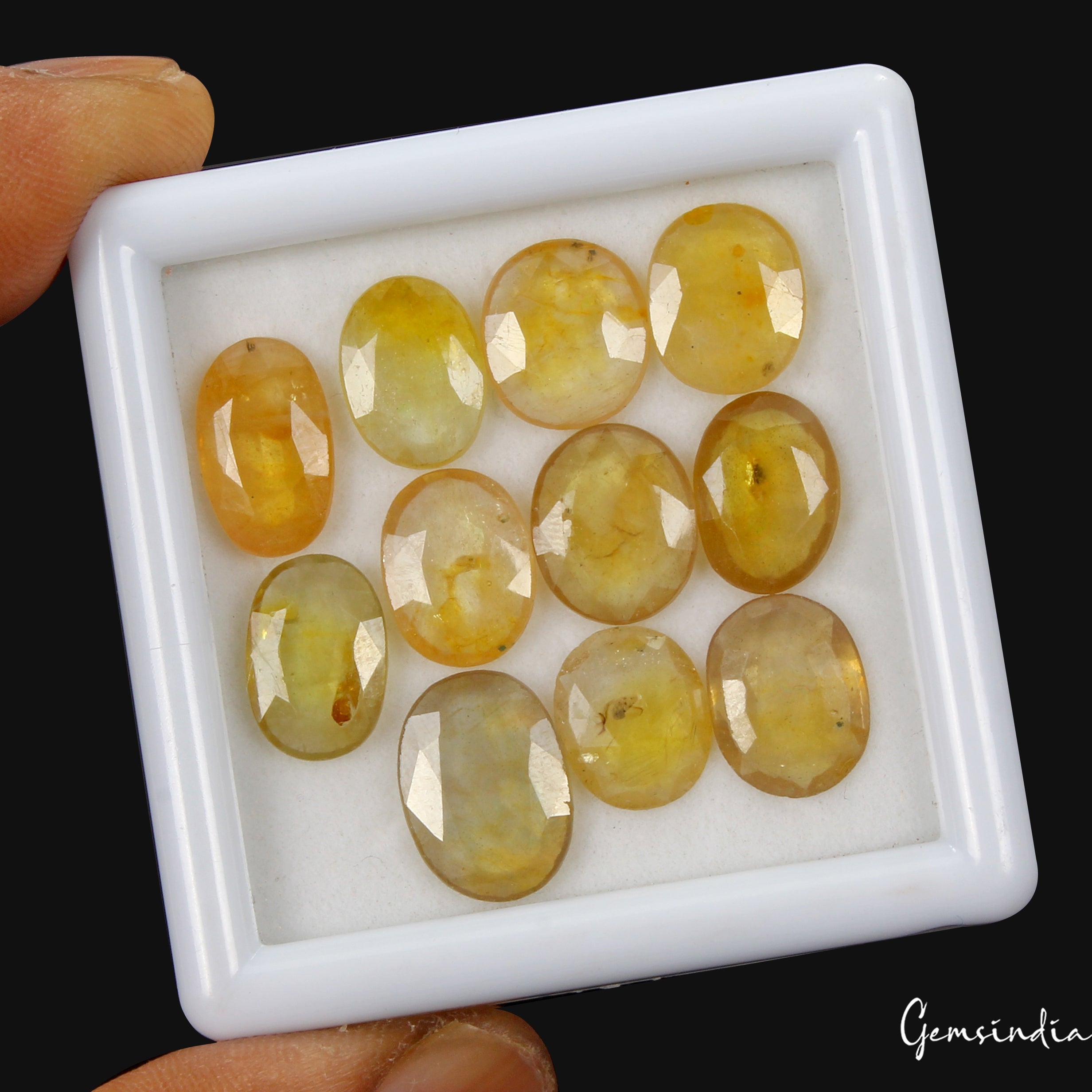 11 Pcs Natural Yellow Sapphire Oval Cut Untreated 10mm-13mm Gemstones, Sri Lanka