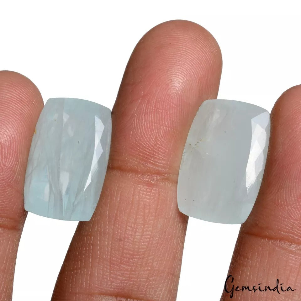 Aquamarine Lot, Loose Gemstone, Untreated, Blue — 2 Pieces, 20x12mm, 35.50 Ct