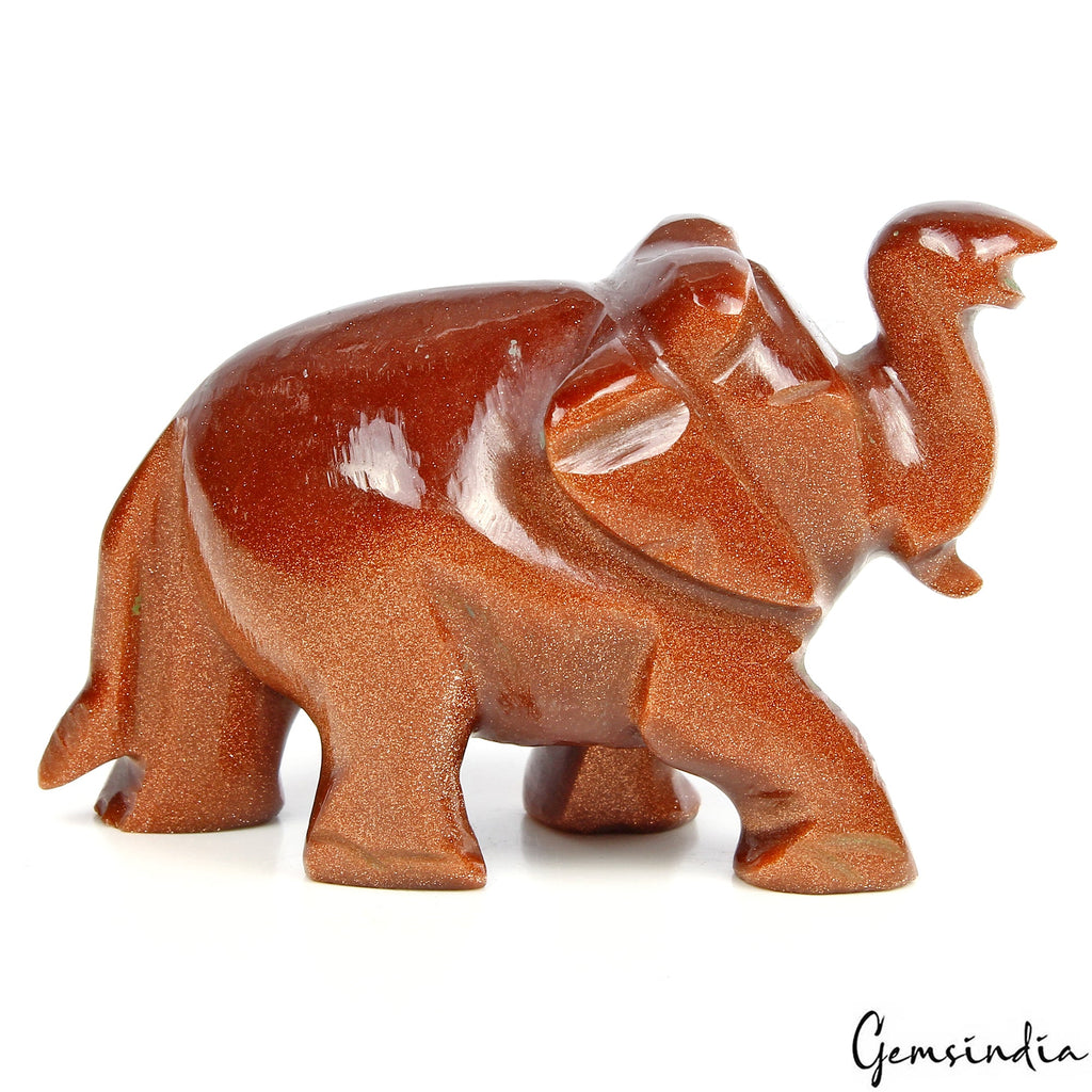 260 Ct Handmade Natural Brown Sunstone Baby Elephant Statue Sculpture ~1.4" tall