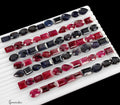 Certified 700 Cts/71 Pcs Natural Red Ruby Blue Sapphire Mix Cut Loose Gems Lot