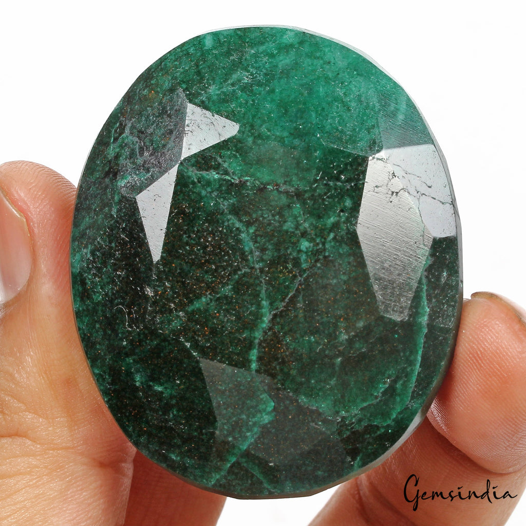 450 Cts Natural Green Brazilian Emerald Oval Faceted Earth Mined Huge Size Gems