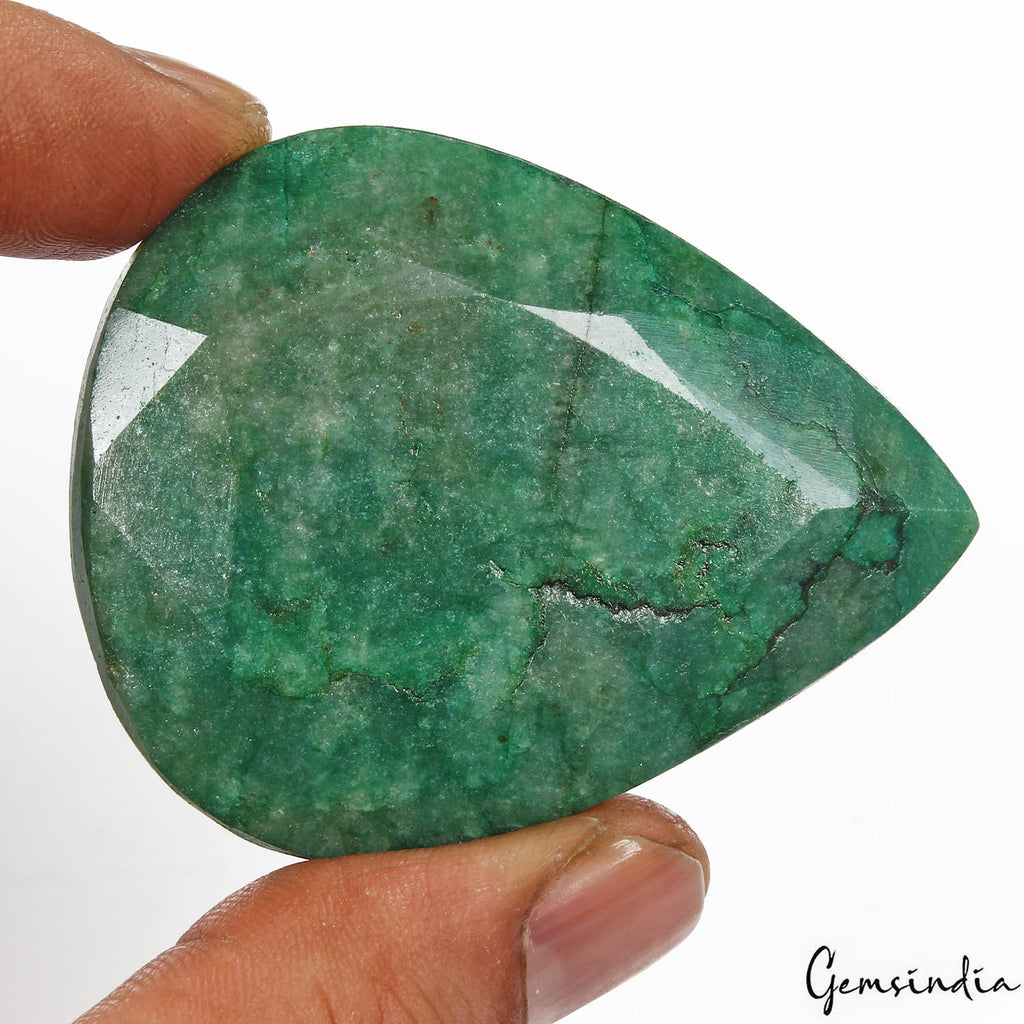 Certified 260 Natural Brazilian Green Emerald Pear Faceted Earth Mined Loose Gem