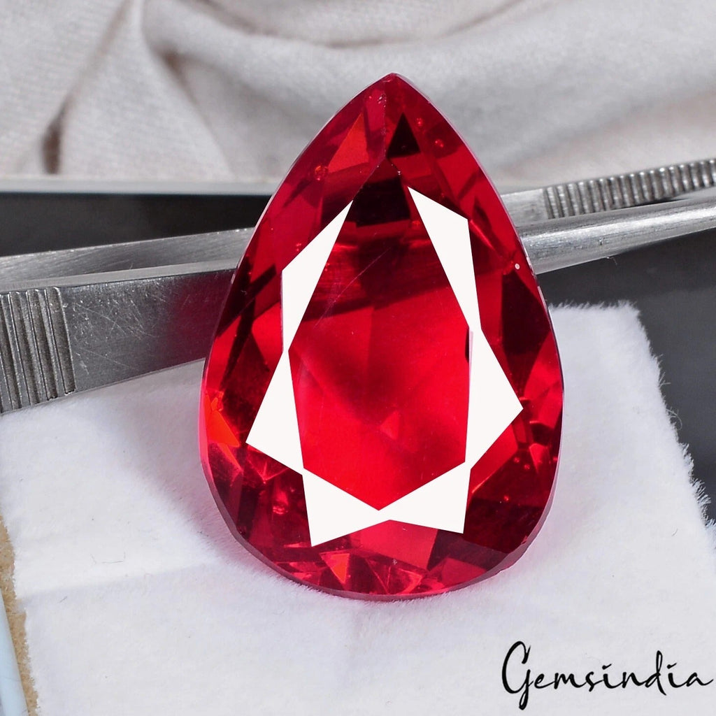 35.90 Cts Hydro Red Tourmaline Pear Faceted Cut Huge Excellent Eye Catching Gem