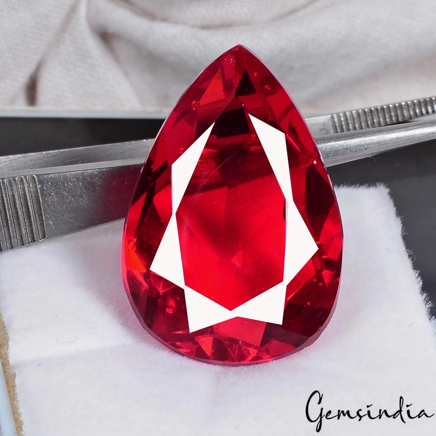35.90 Cts Hydro Red Tourmaline Pear Faceted Cut Huge Excellent Eye Catching Gem