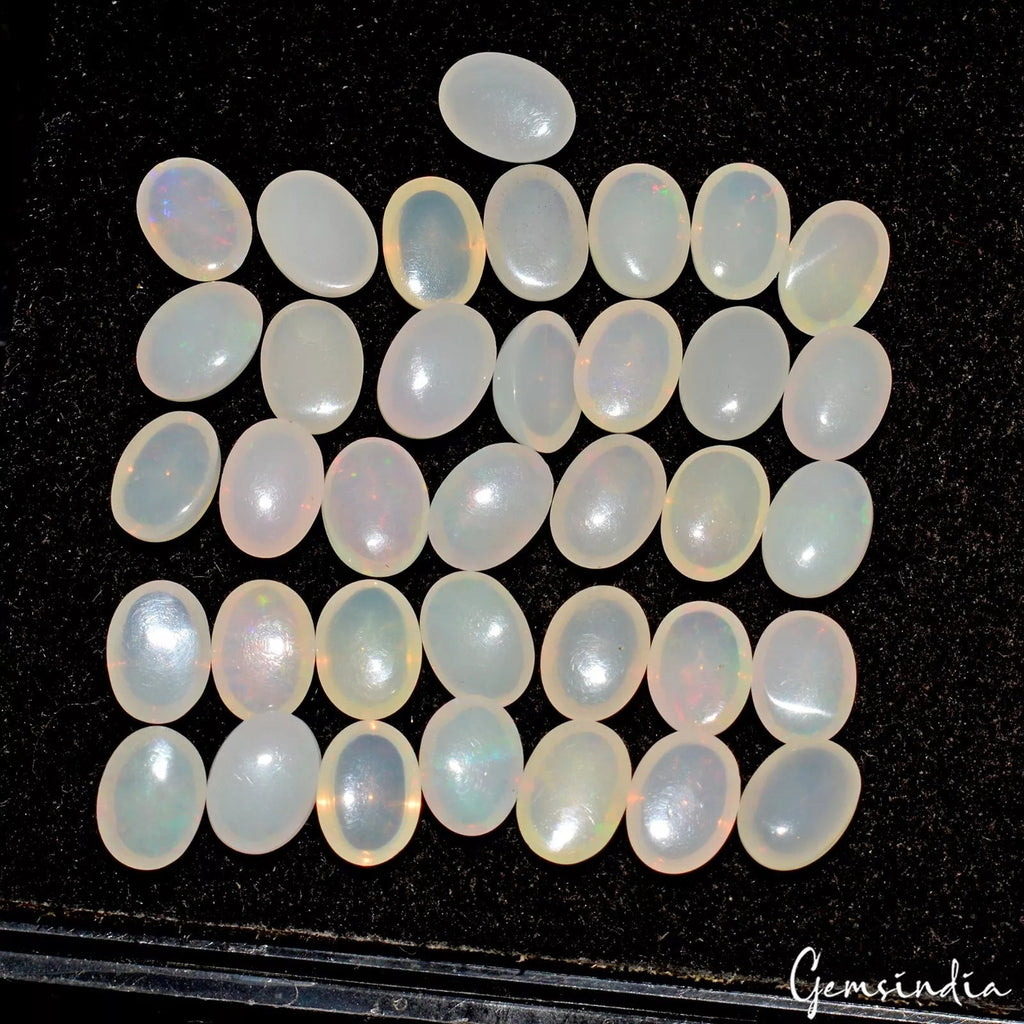 36 Pcs Natural Opal Flashy Multi Color 7mm*5mm Oval Cabochon Loose Gemstones Lot
