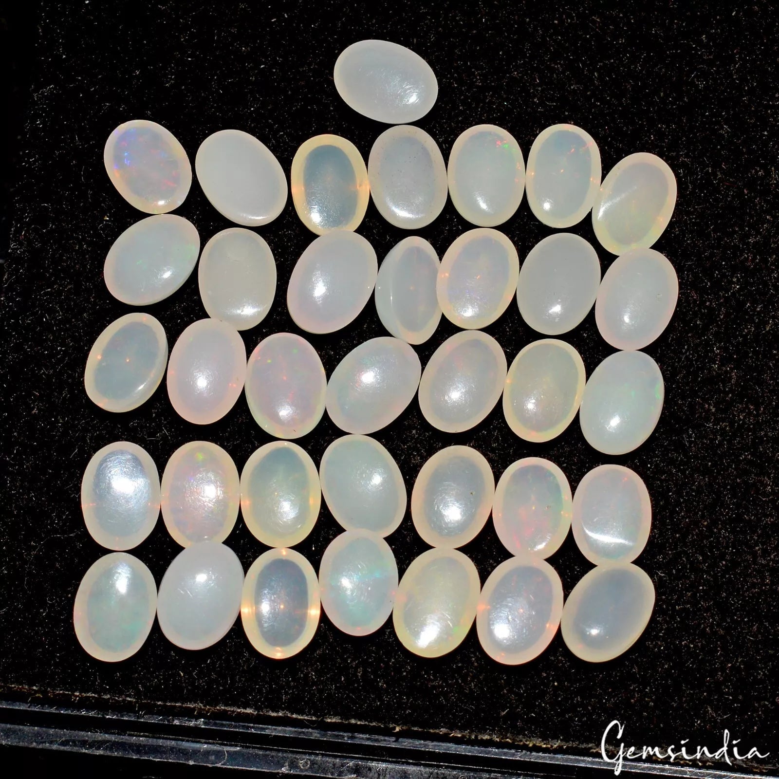 36 Pcs Natural Opal Flashy Multi Color 7mm*5mm Oval Cabochon Loose Gemstones Lot