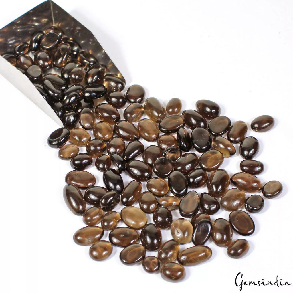 Smoky Quartz Lot, Cabochon, Brown — 100 Pieces, 07mm to 16mm, 340 Ct