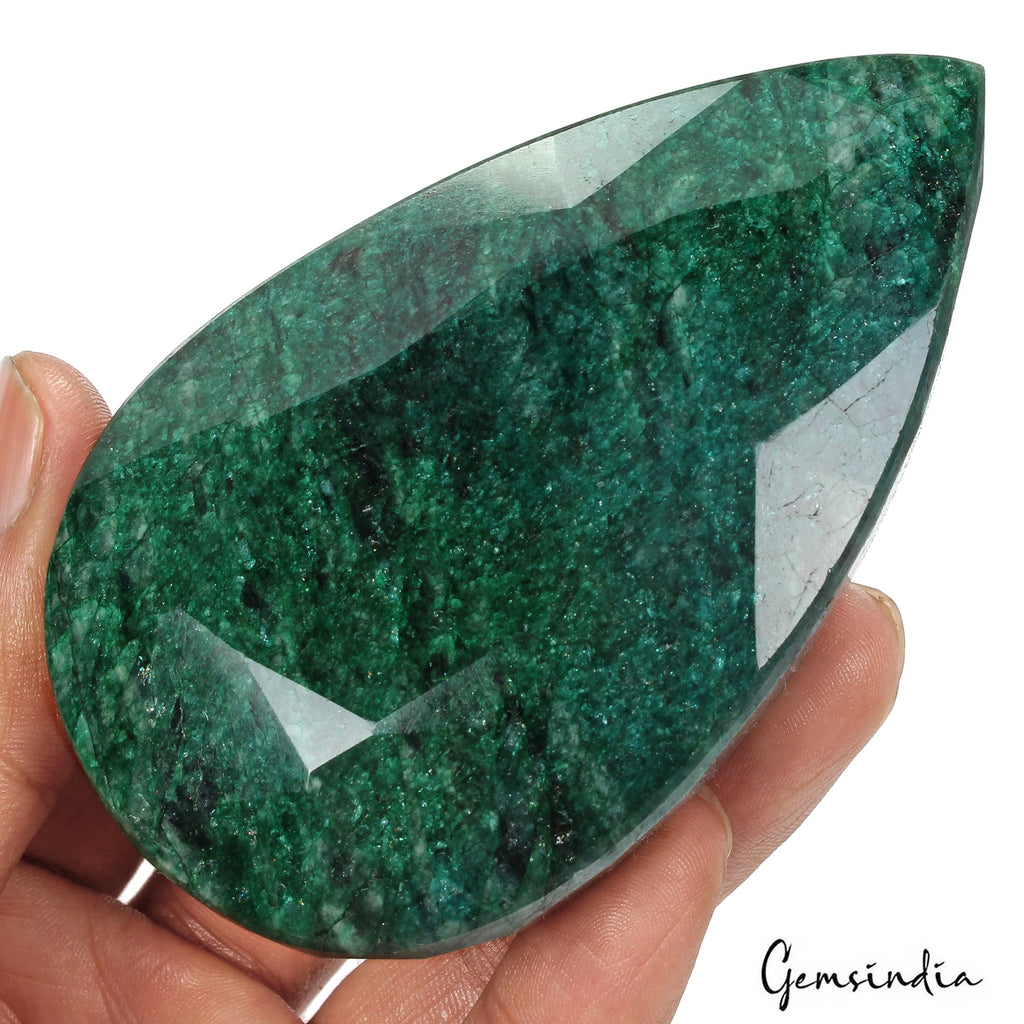 1430 Ct Natural Green Zambian Emerald Pear Faceted Earth Mined Loose Gemstone
