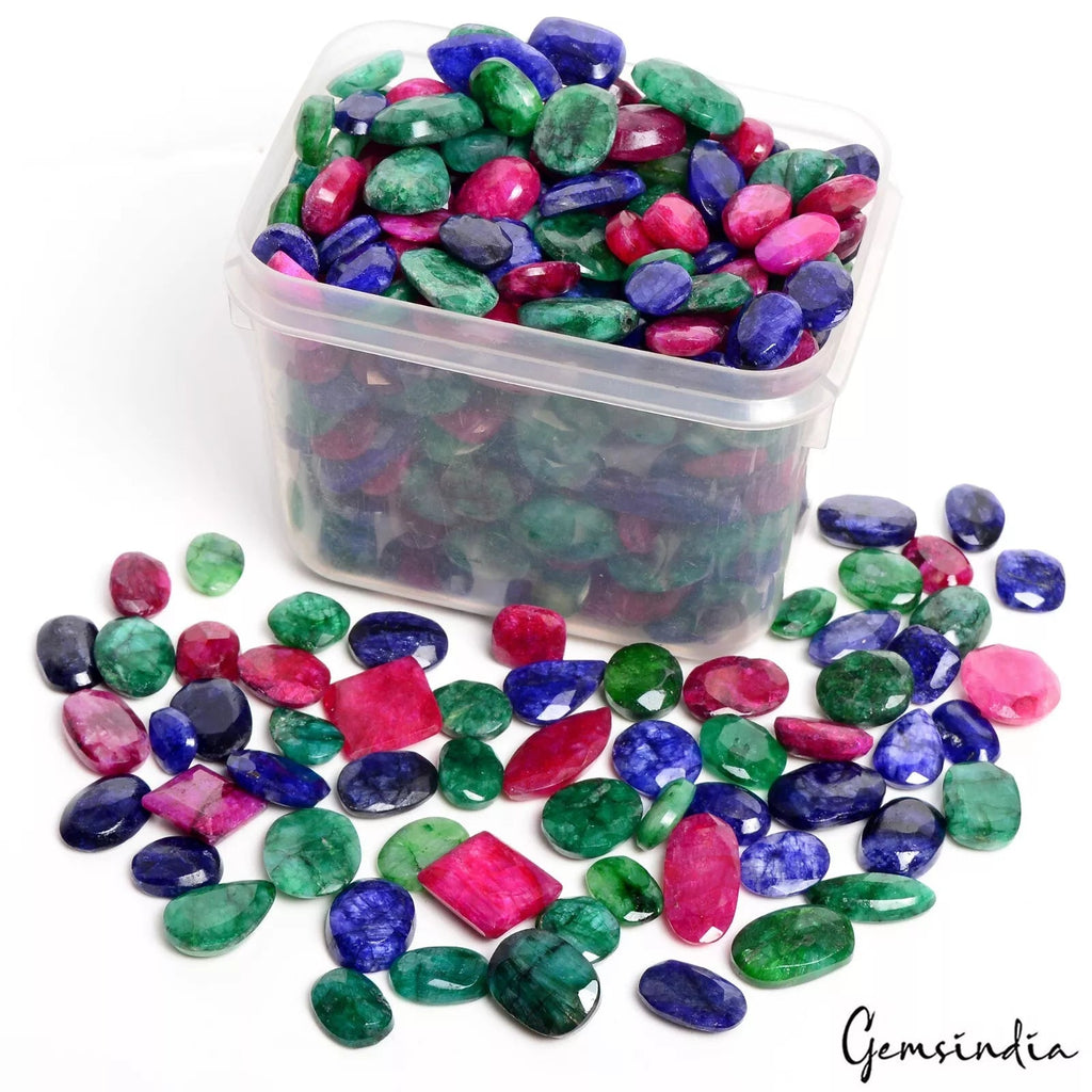 5000 Ct Natural Red Blue Green Beryl Mix Cut 14-30mm Wholesale Gemstones ~430 Pc