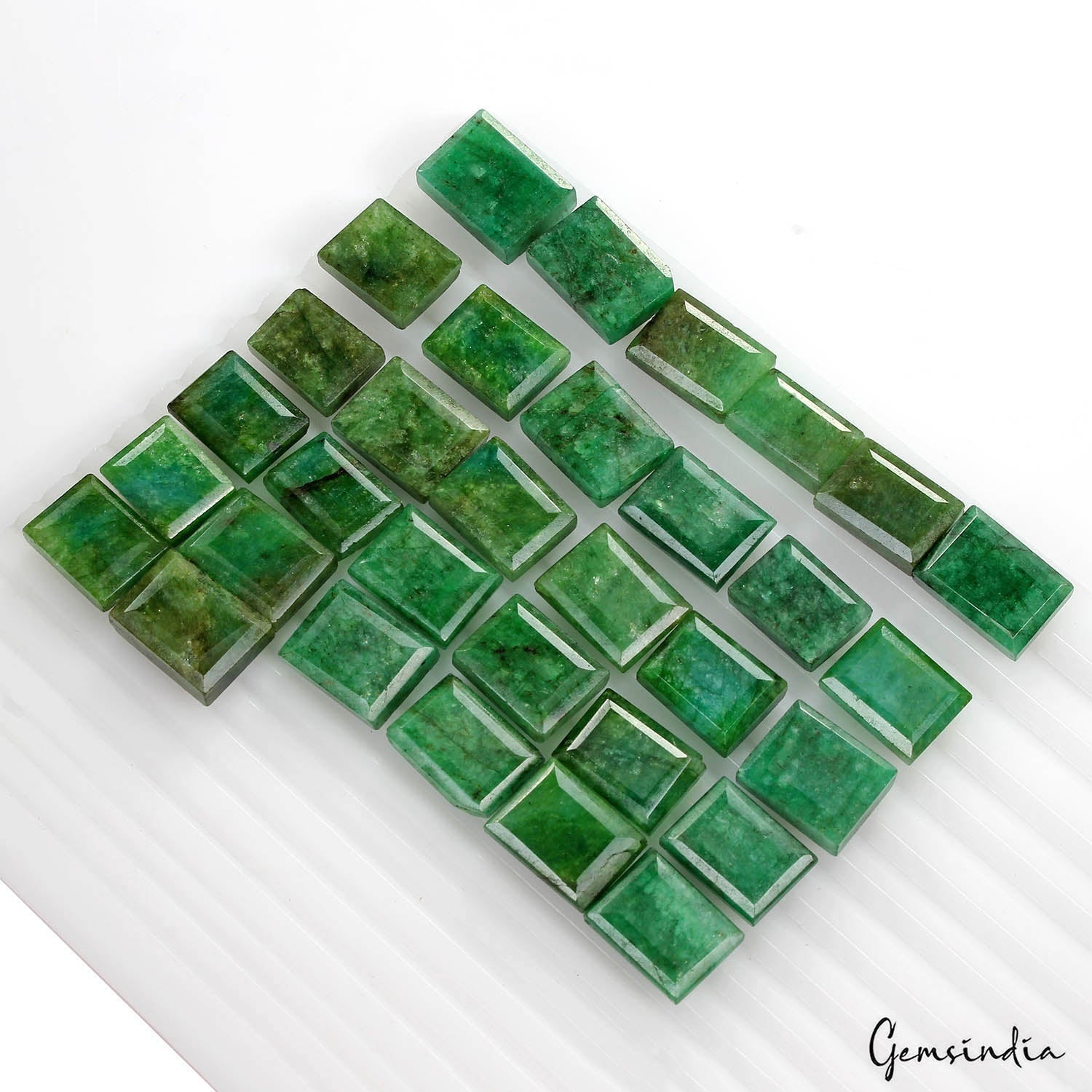 500 Ct Natural Green Brazilian Emerald Baguette Cut Faceted Loose Gems Lot 32 Pc