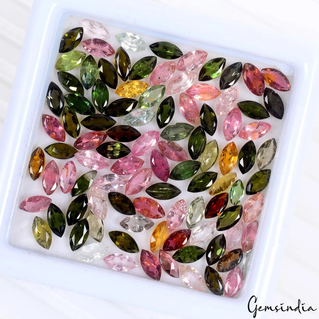 Tourmaline Lot, Loose Gemstone, Untreated, Multi Color — 96 Pieces, 5mm to 6mm, 13.30 Ct, Mozambique