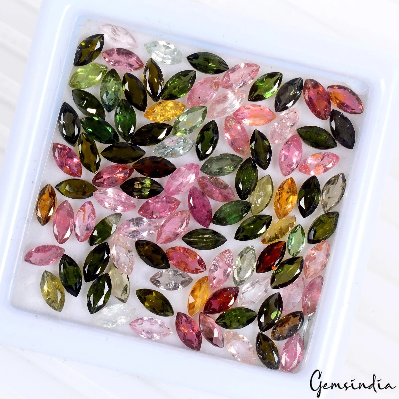 Tourmaline Lot, Loose Gemstone, Untreated, Multi Color — 96 Pieces, 5mm to 6mm, 13.30 Ct, Mozambique