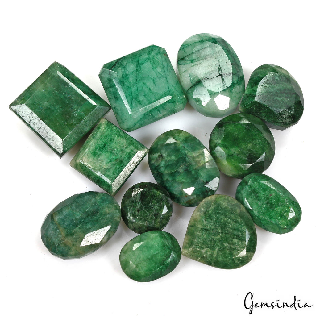 680 Cts/12 Pcs Natural Brazilian Green Emerald Mix Cut Loose Wholesale Gems Lot