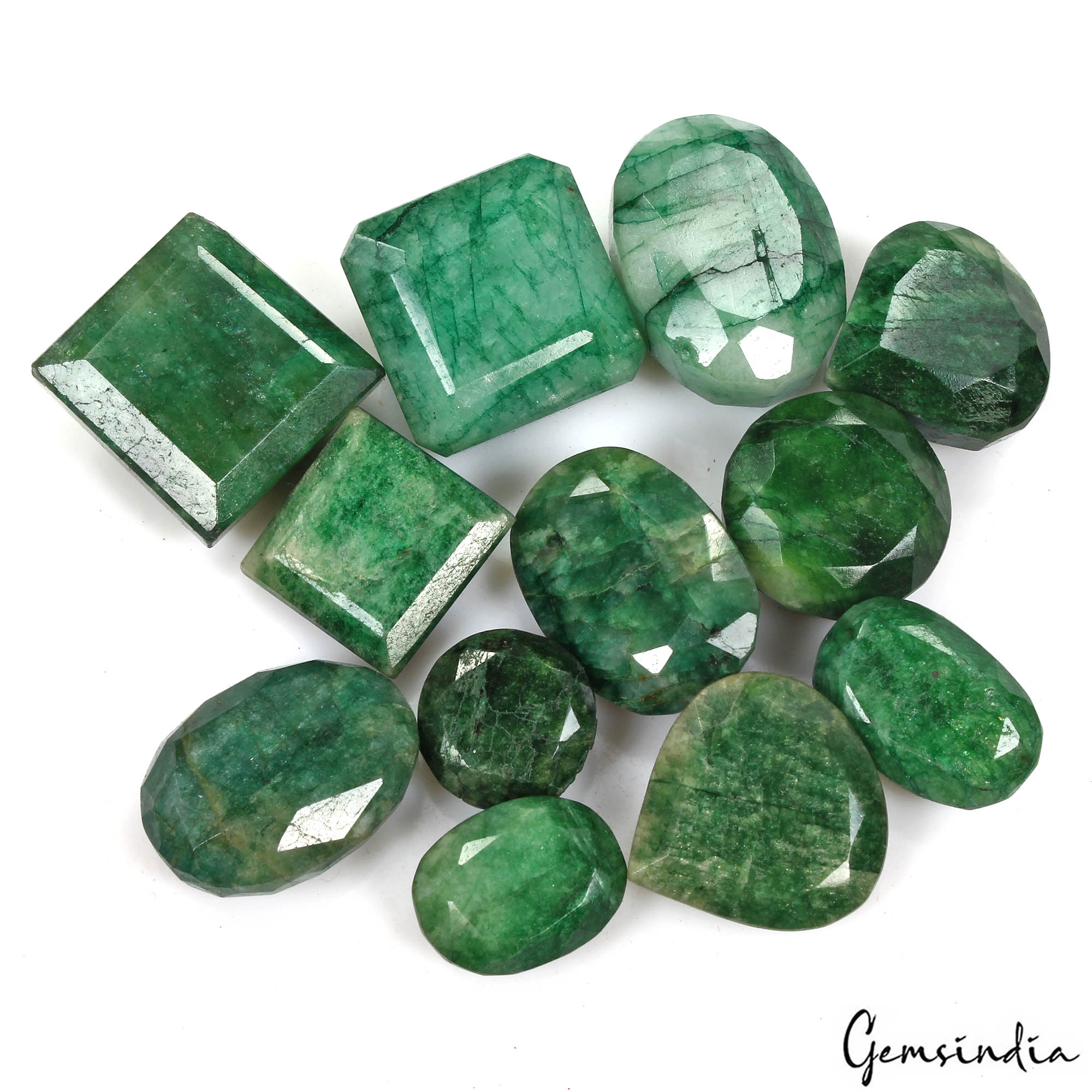680 Cts/12 Pcs Natural Brazilian Green Emerald Mix Cut Loose Wholesale Gems Lot