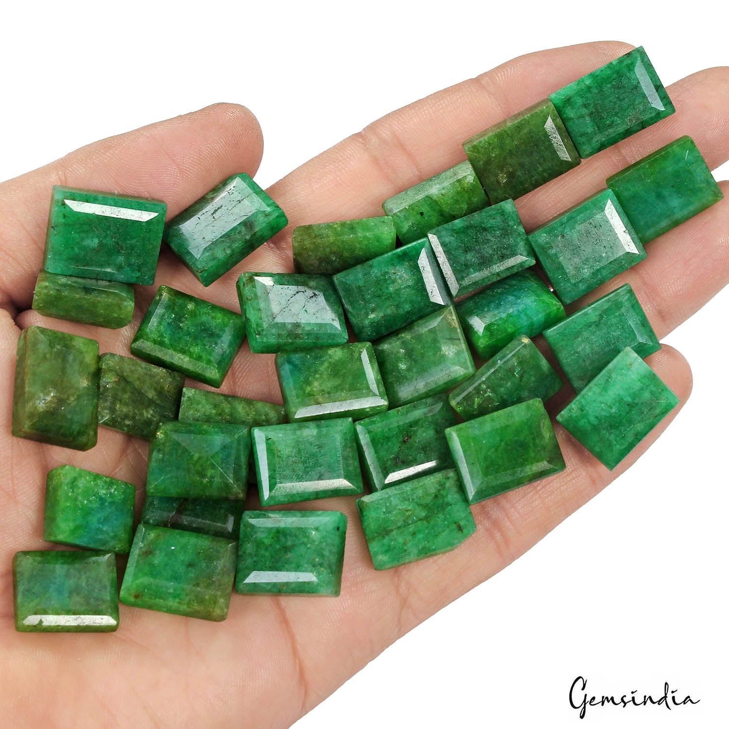 500 Ct Natural Green Brazilian Emerald Baguette Cut Faceted Loose Gems Lot 32 Pc