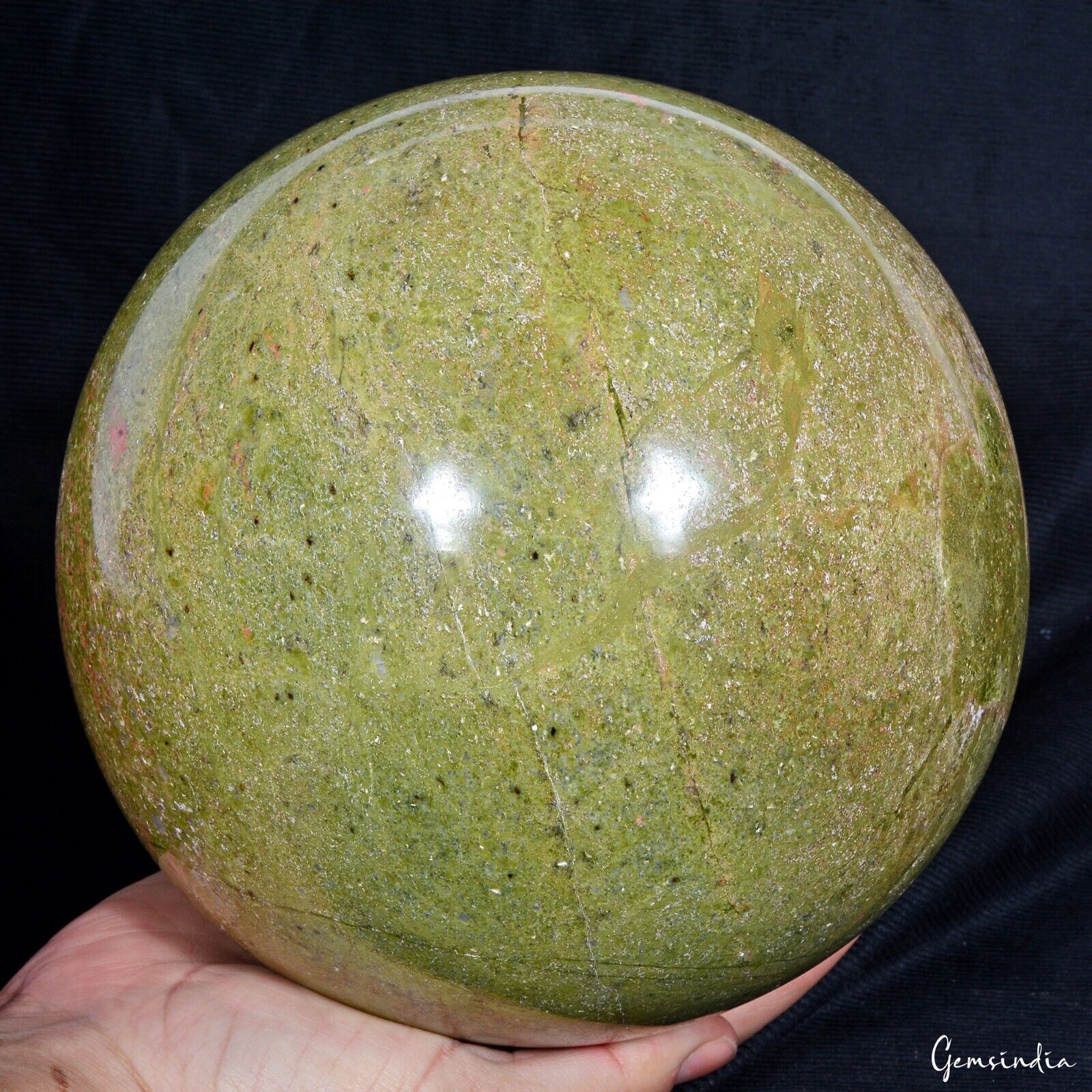 20.28lb Large Natural Red Green Unakite Crystal Sphere Ball Specimen Healing 7in