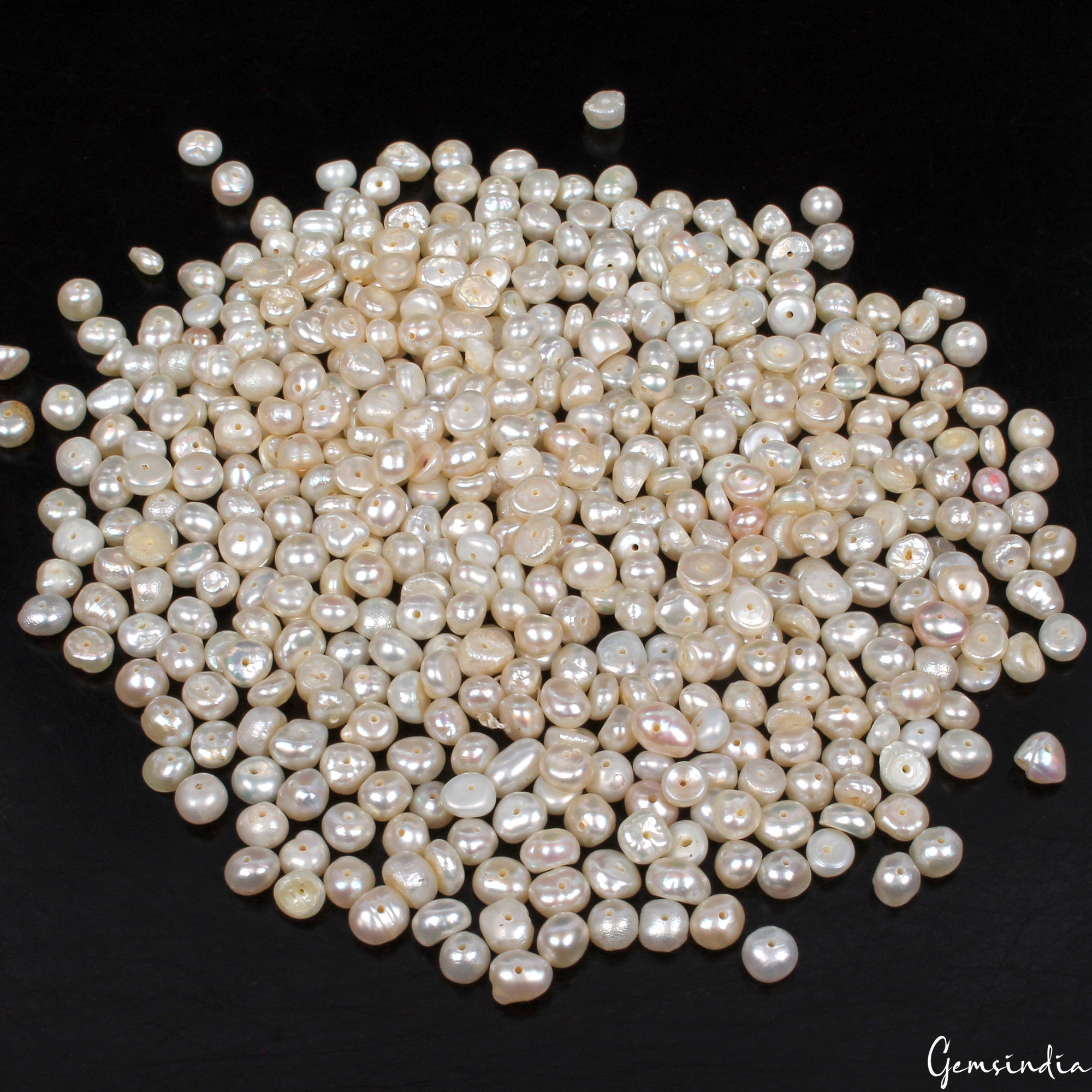 4-6mm Genuine Freshwater White Pearl Nugget Drilled Loose Bead Jewelry DIY 320Ct