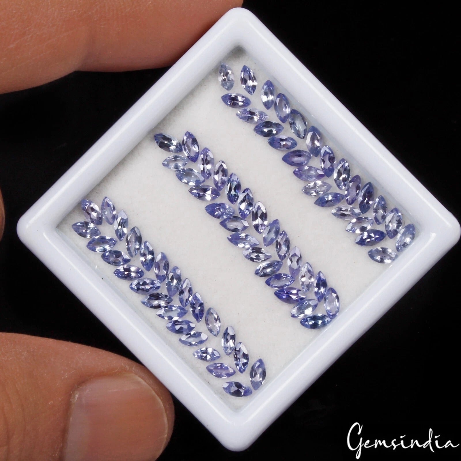 Certified 5.90 Cts/75 Pcs Natural Blue Tanzanite Marquise Calibrated 4x2mm Gems