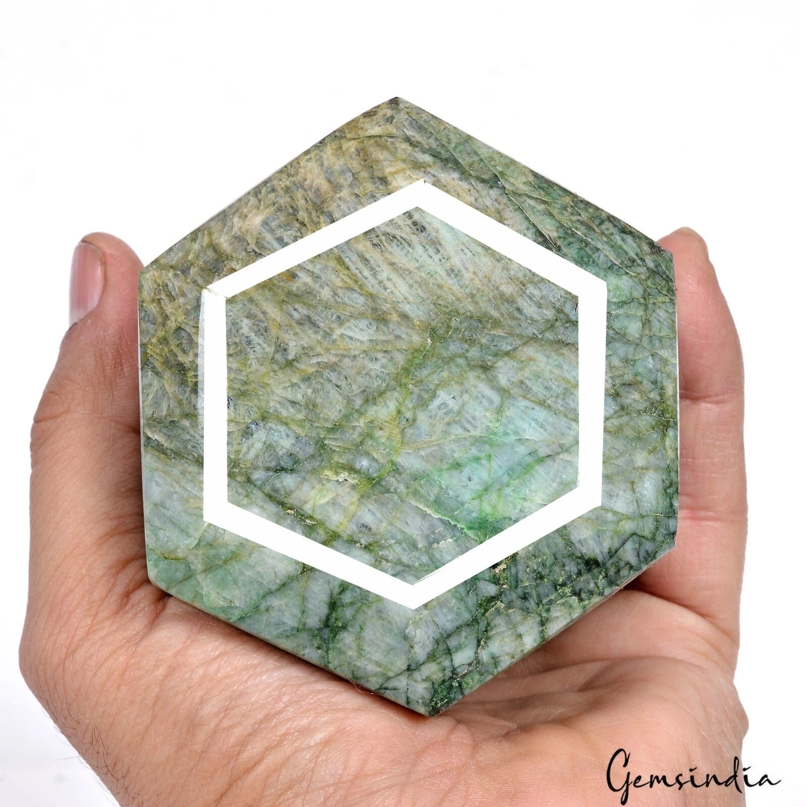 Emerald Loose Gemstone, Color Enhanced, Green — 3.5x3x3.25 Inch, 4800 Ct (0.96 Kg), Brazil