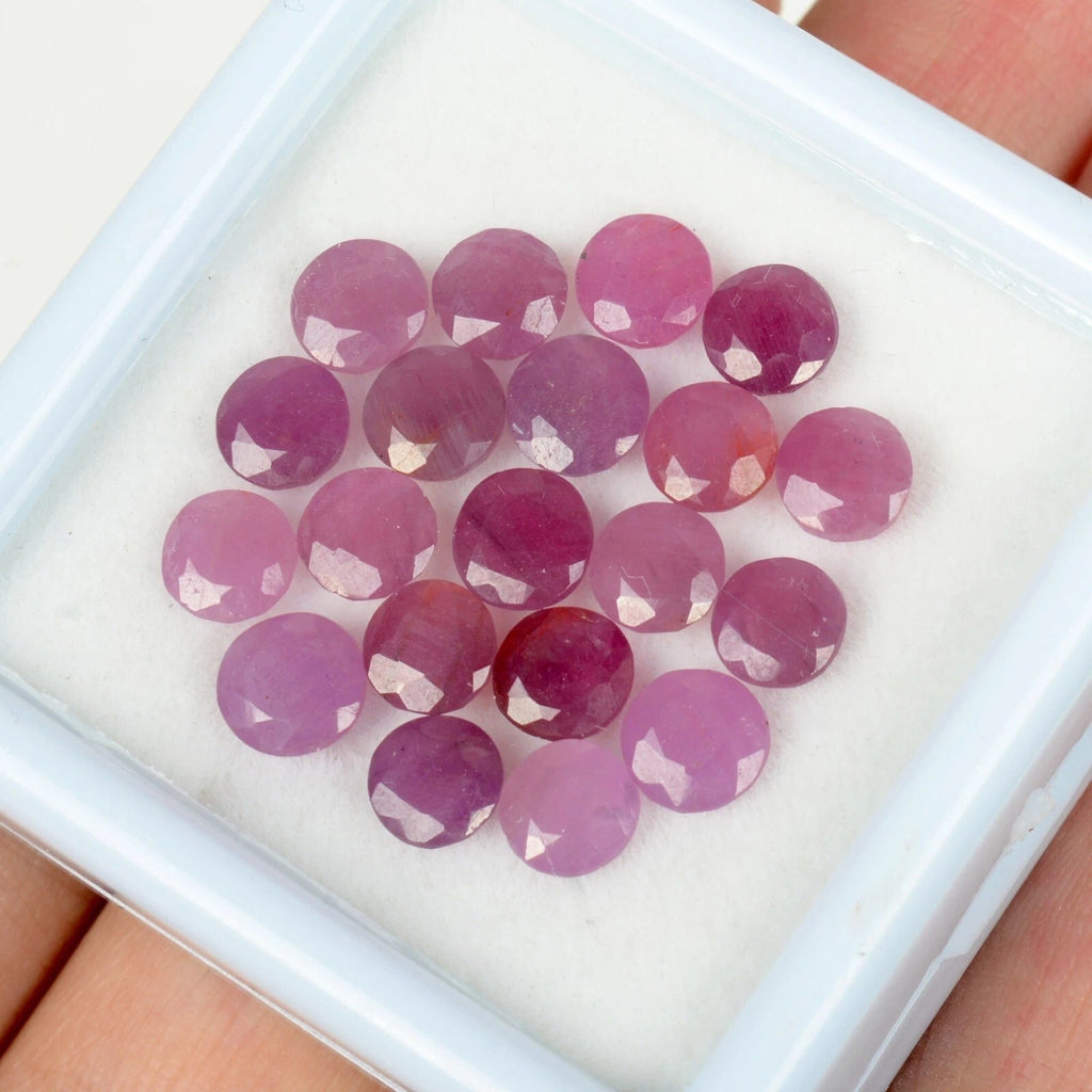 20 Pcs/17.40 Ct. Natural Mozambique Ruby 5mm Round Cut Pink Red Loose Gemstones