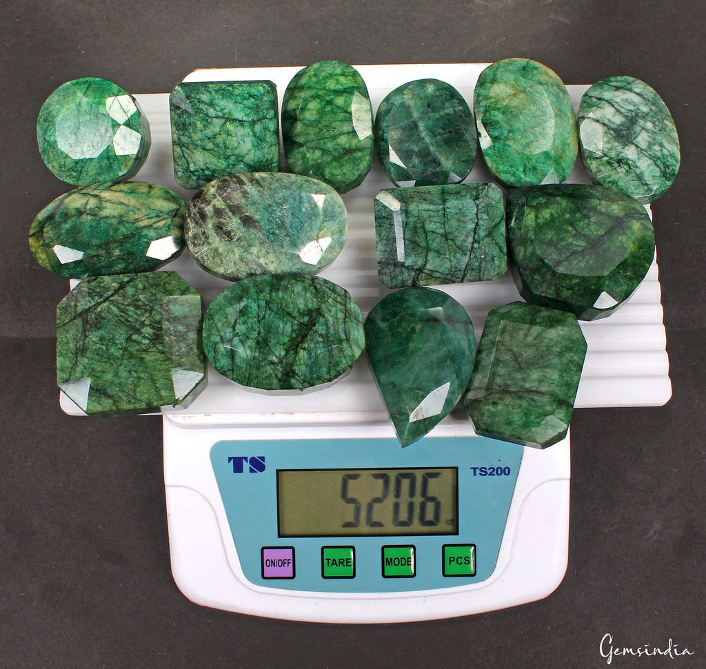 5200 Ct Natural Green Emerald From Brazil Loose 38-58mm Mix Cut Gemstones Lot
